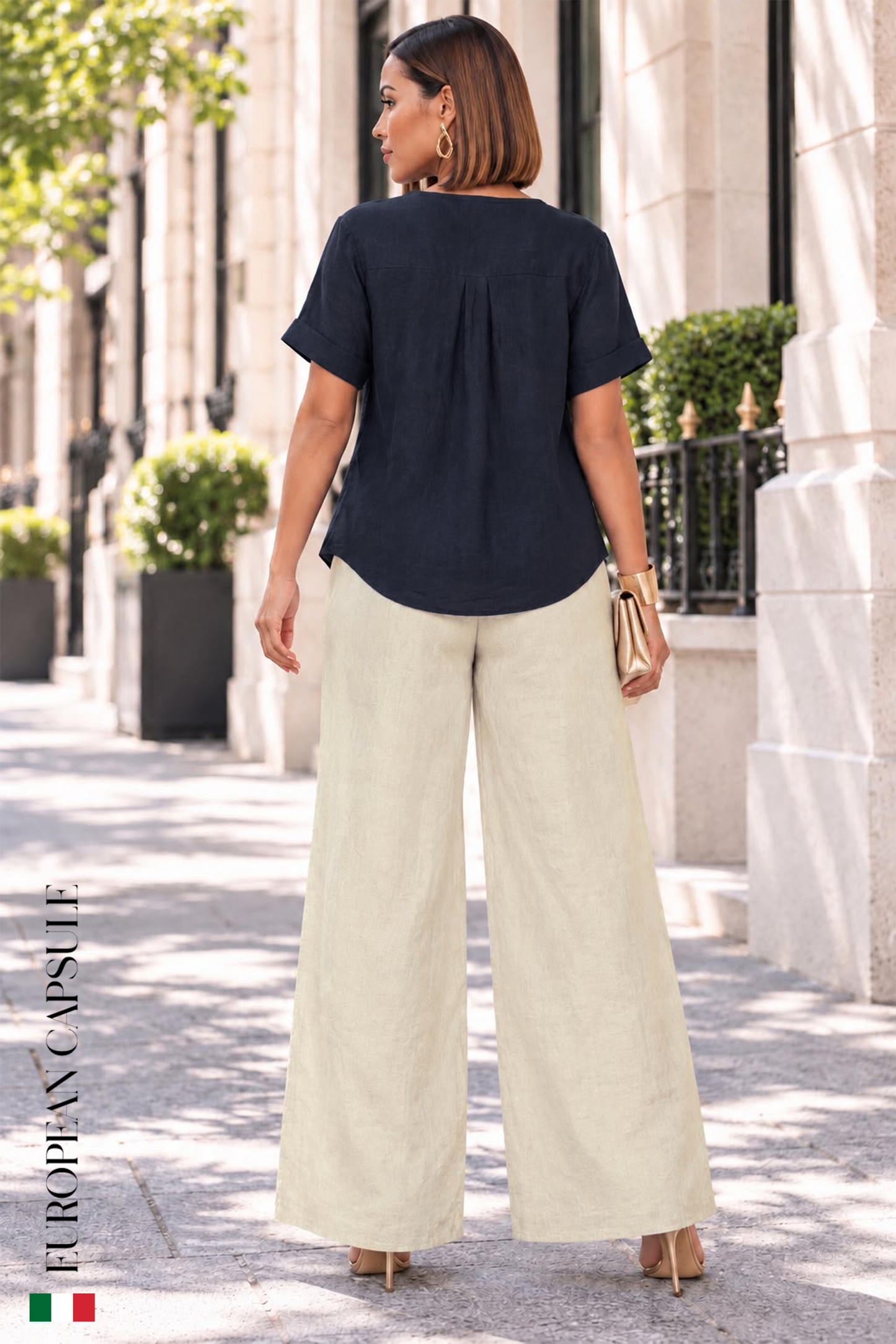Brezza Toscana Italian Linen Pants - Cream