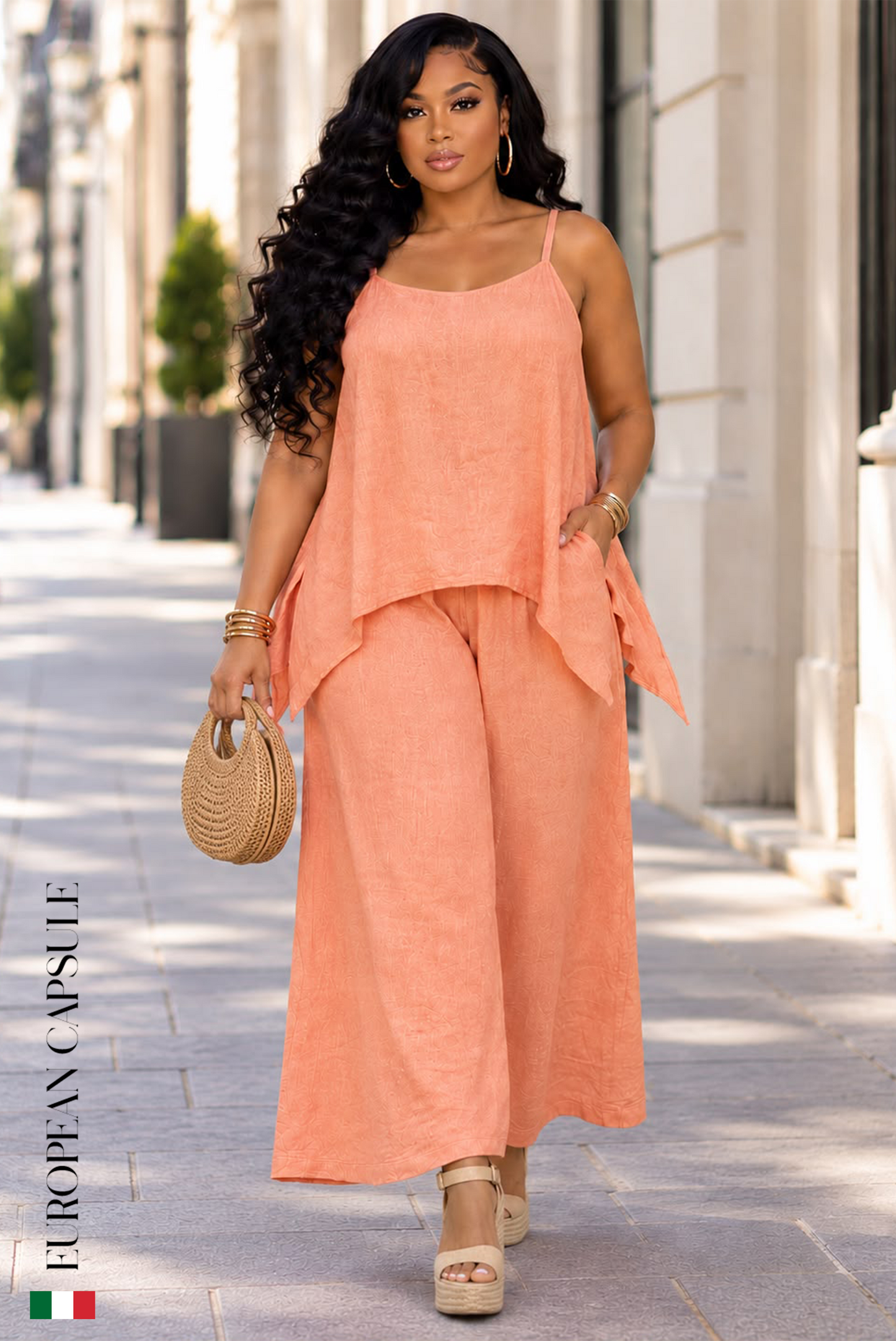 Dolce Vita Italian Linen Jumpsuit -Orange