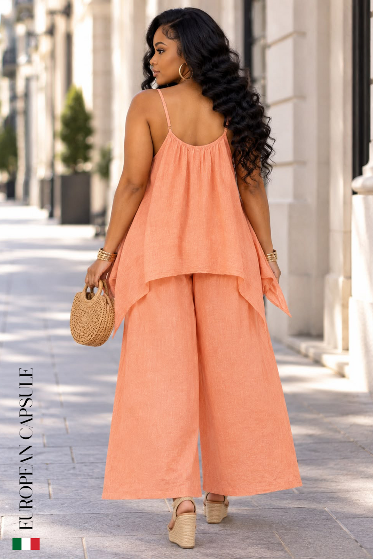 Dolce Vita Italian Linen Jumpsuit -Orange