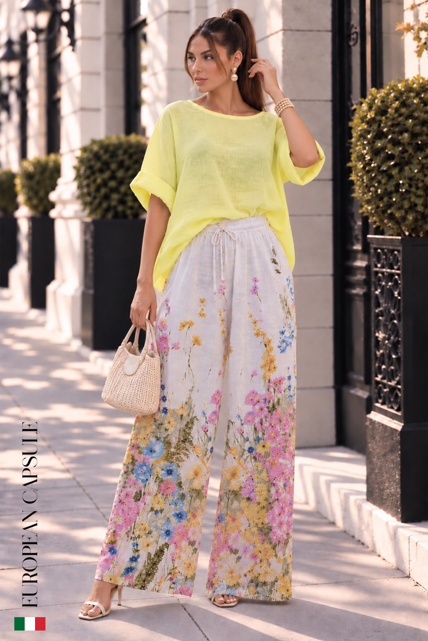 Petali Di Luna Italian Linen Pants - White
