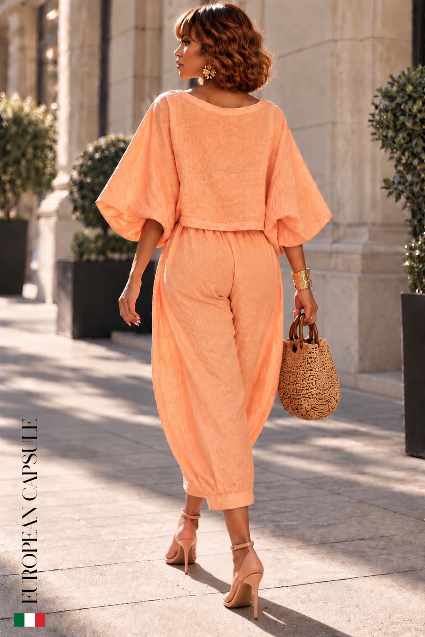 Sogno Di Camelie  Italian Linen Pants - Orange