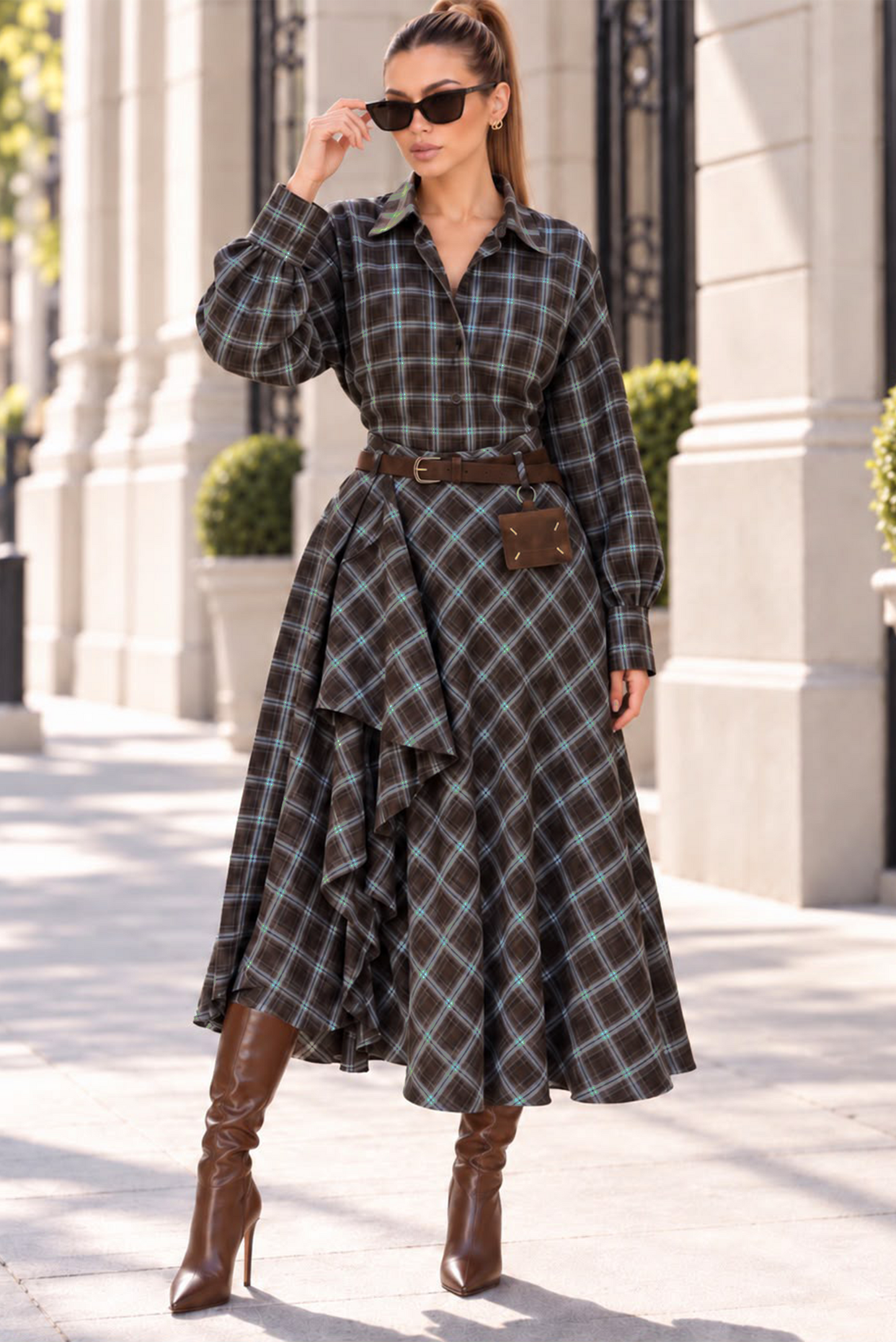 Your Glowing Skirt Set - Brown