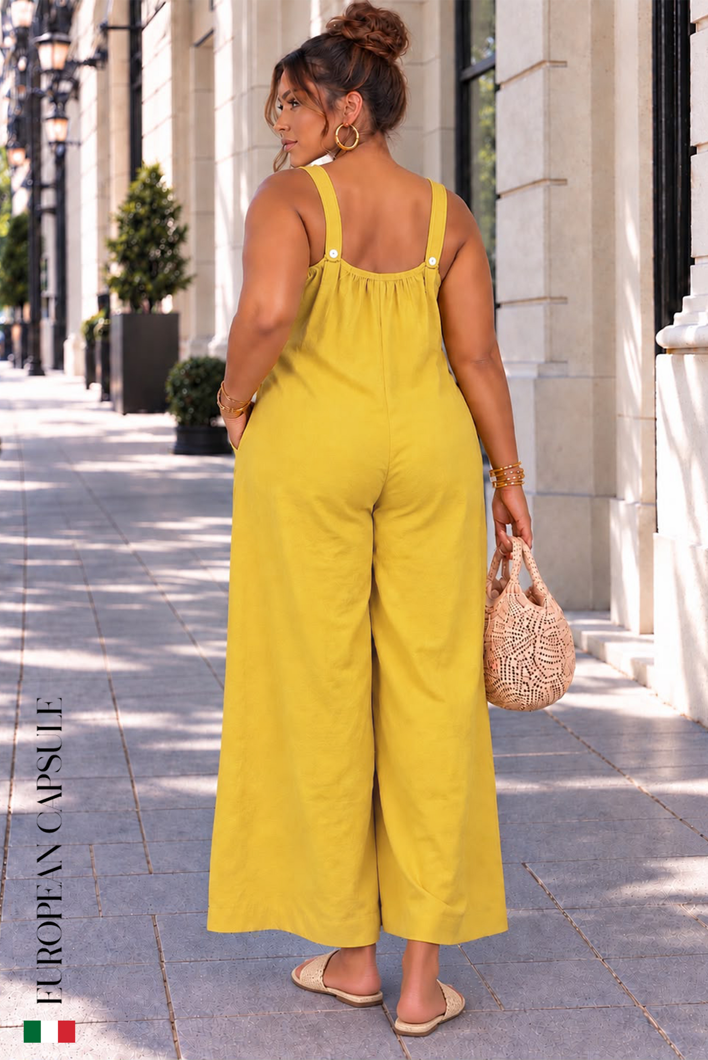 Stella Romantica Italian Linen Jumpsuit - Yellow