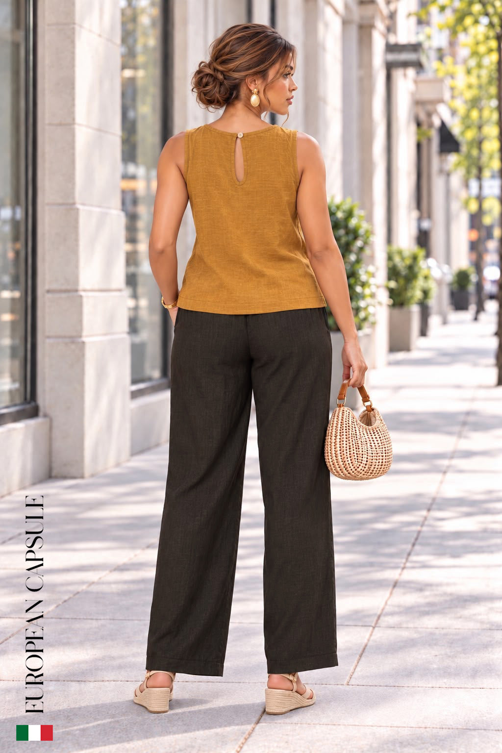Luna Di Treviso Italian Linen Pants - Brown