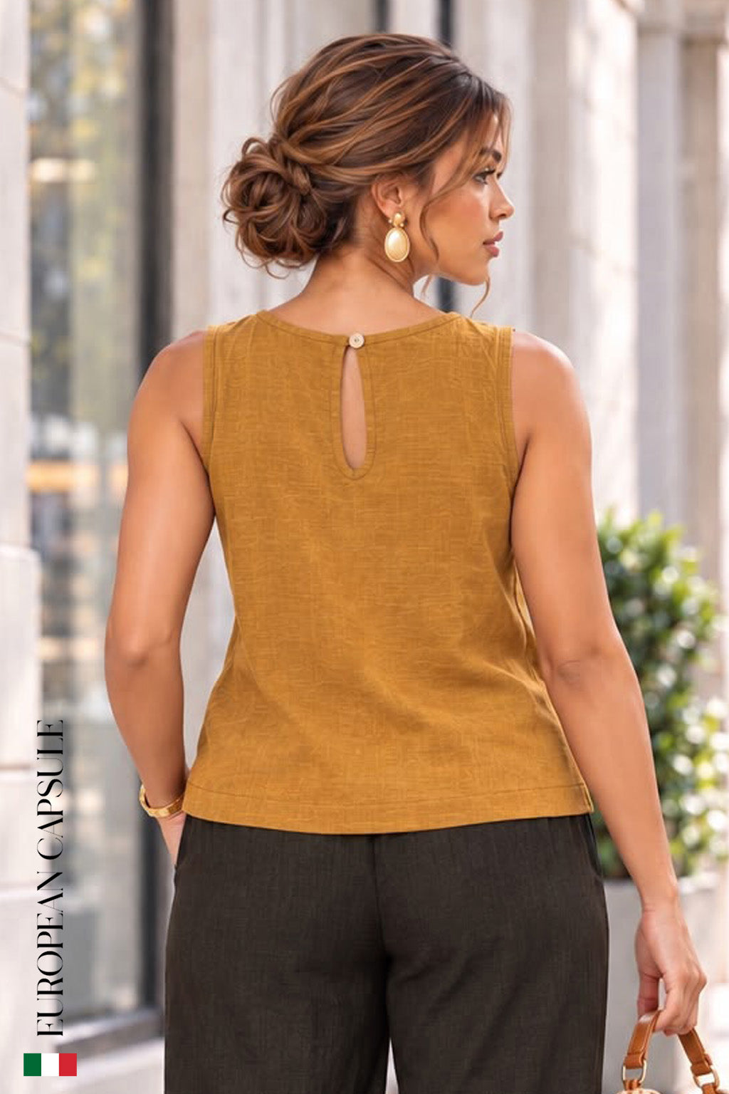 Dolce Farfalla Italian Linen Top - Pumpkim