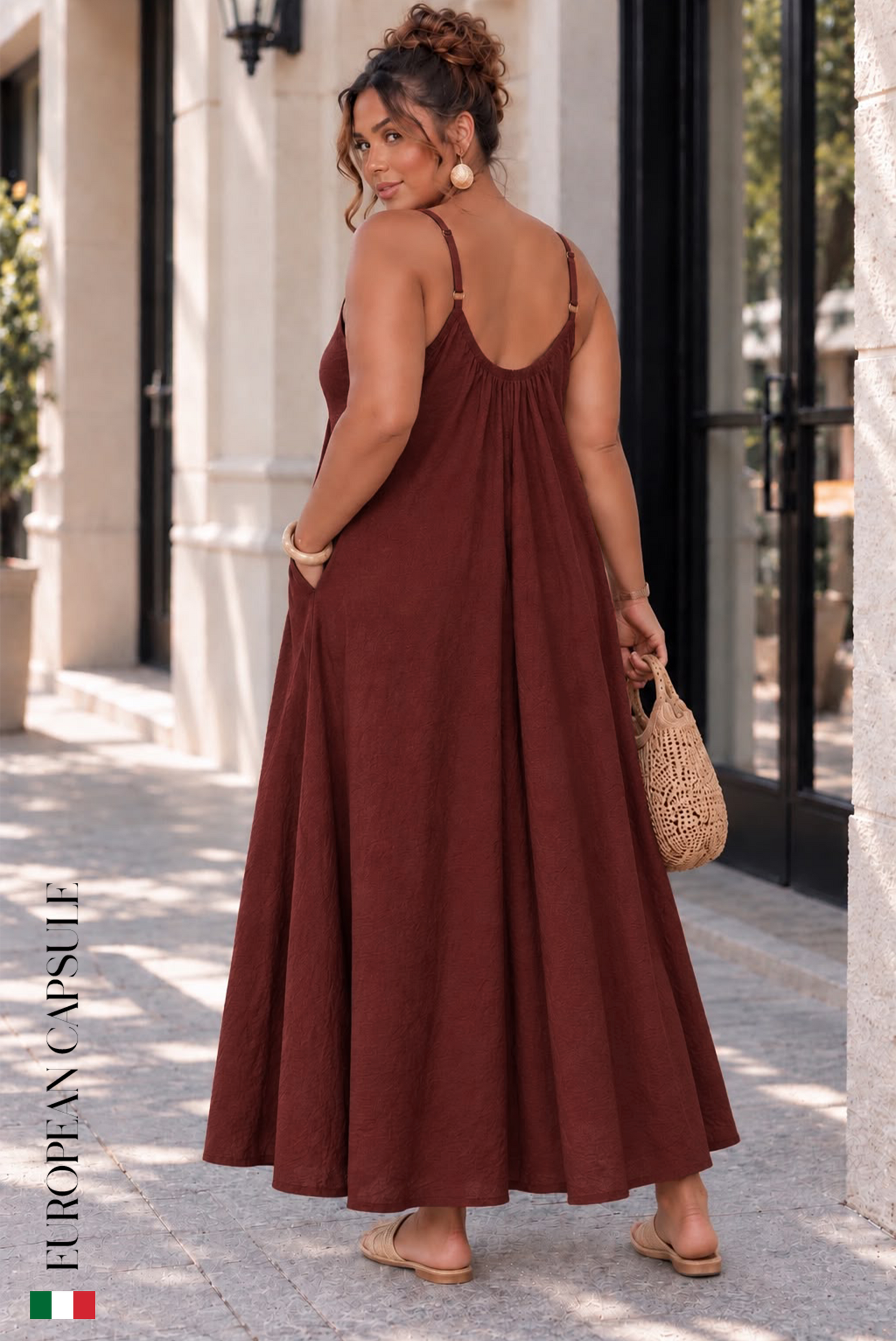 Regina Di Stile  Italian Linen Dress - Merlot