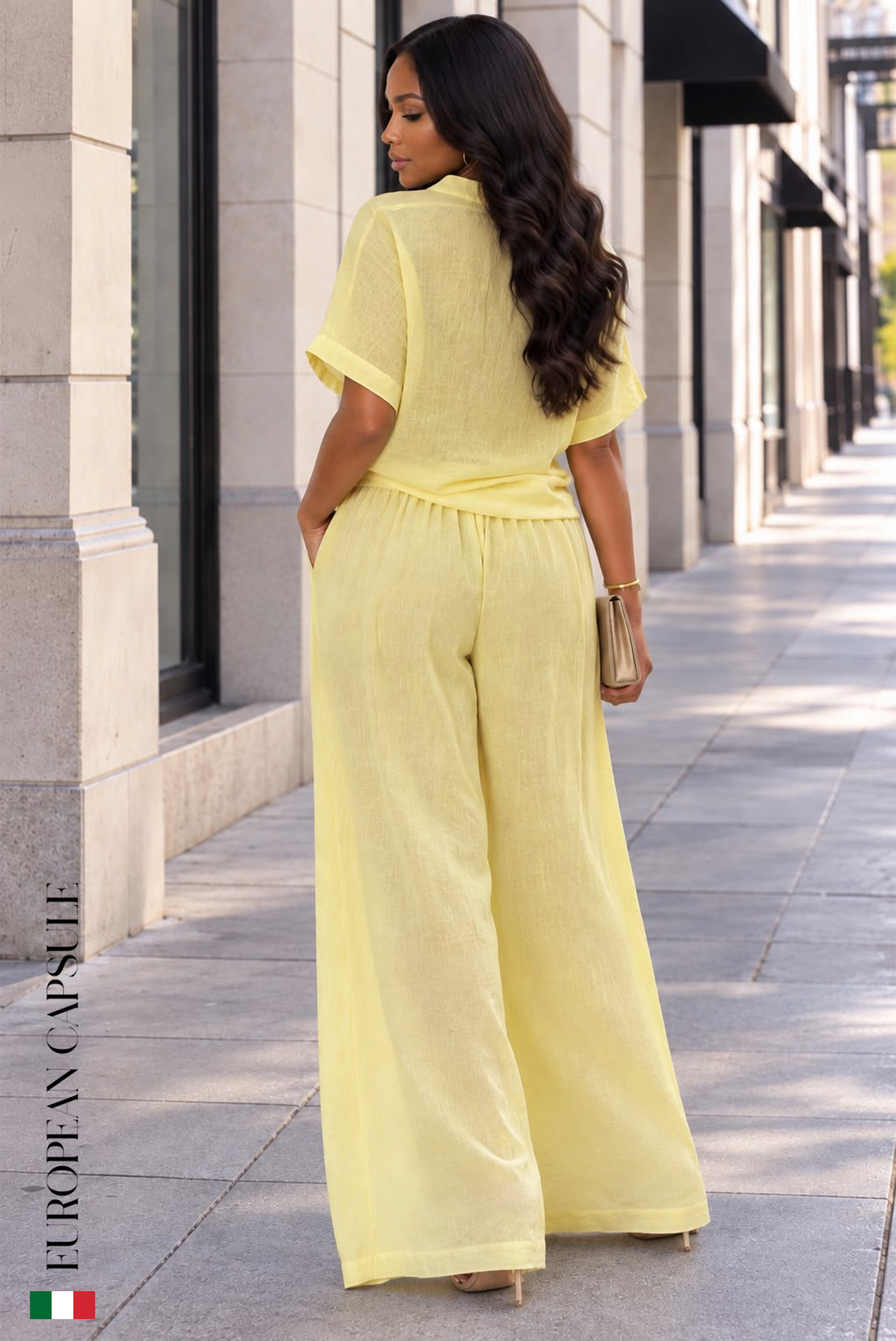 Dolce Positano Italian Linen Pants - Yellow