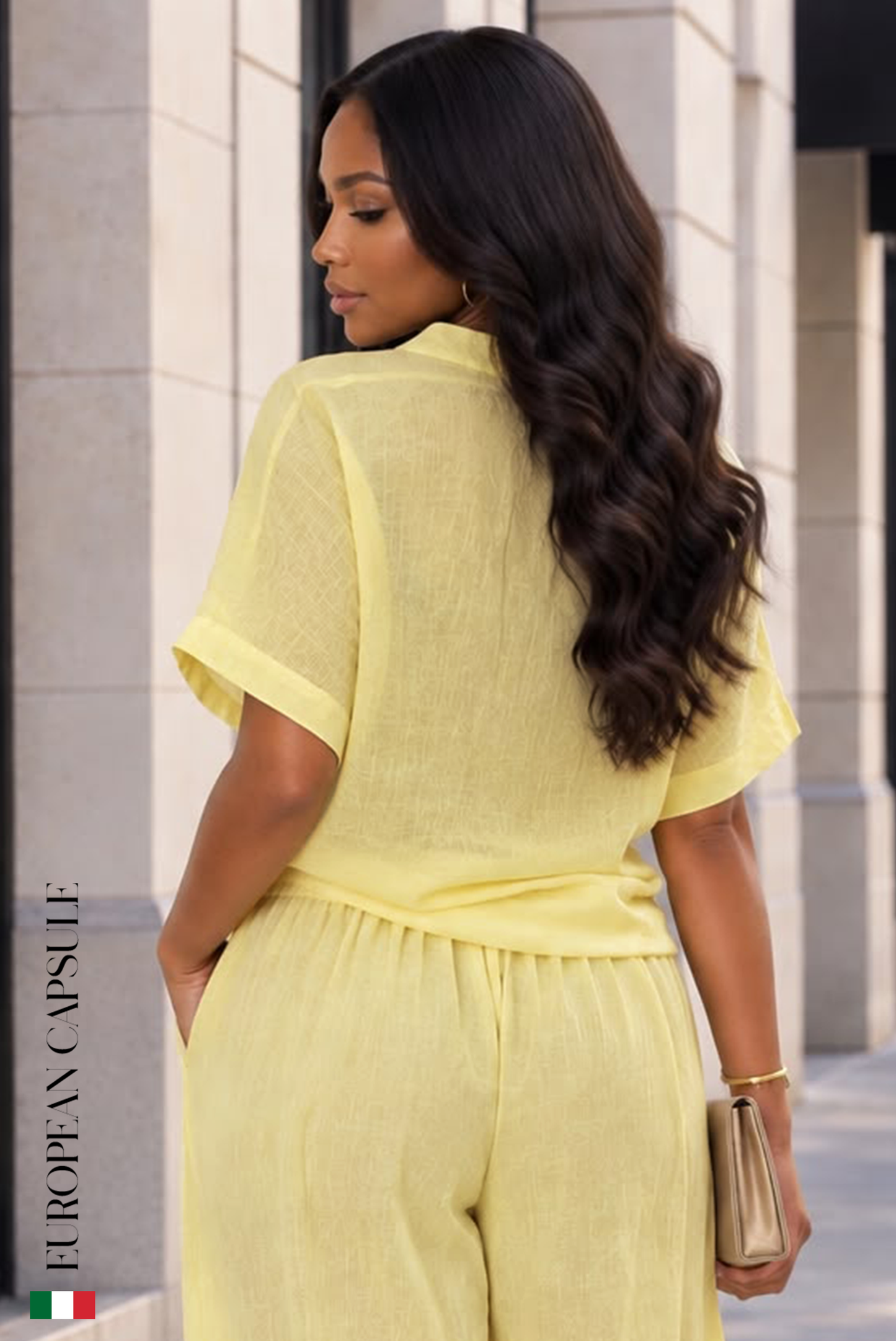 Incanto Di Amalfi Italian Linen Top - Yellow
