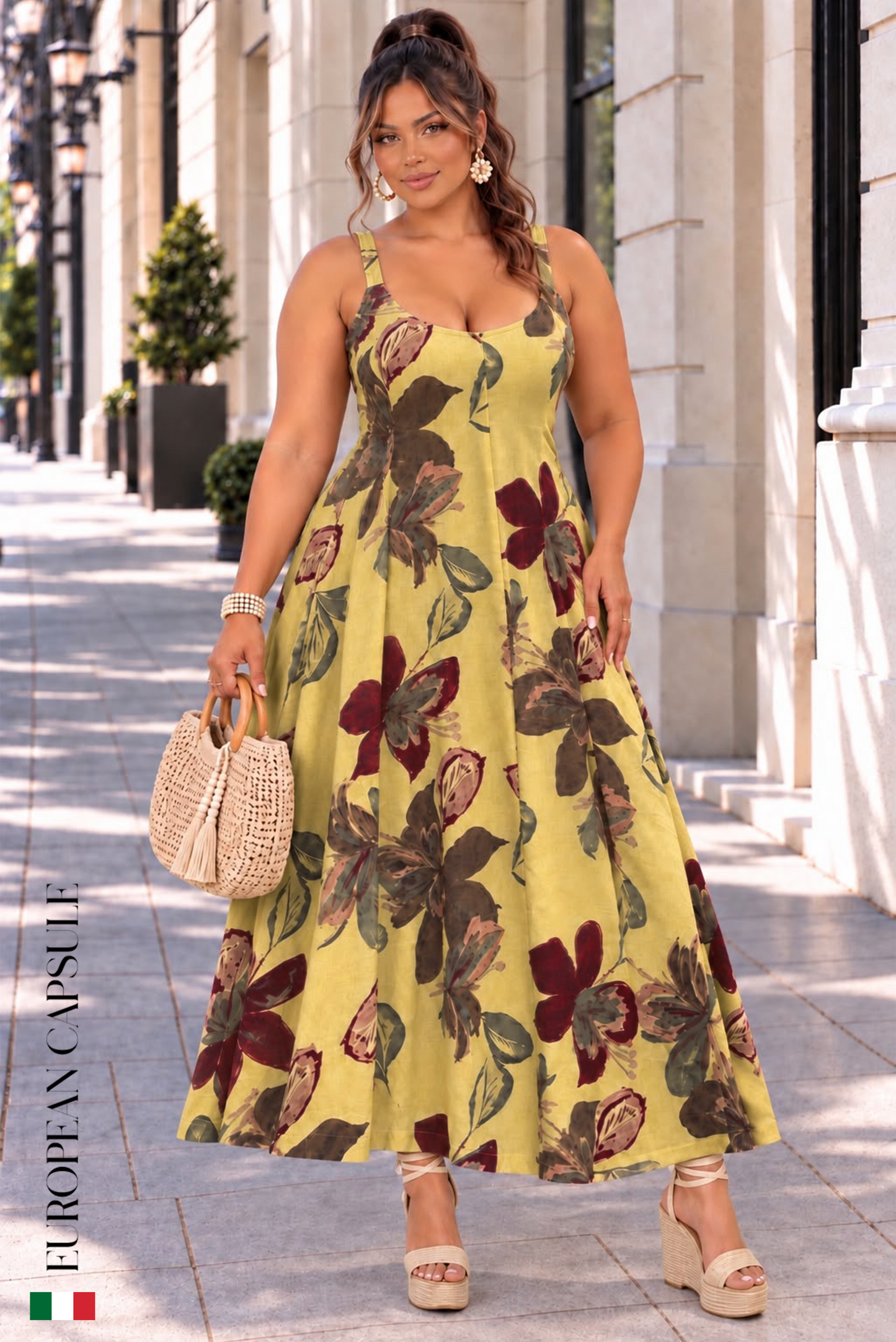Giardino Di Amore Italian Linen Dress - Yellow