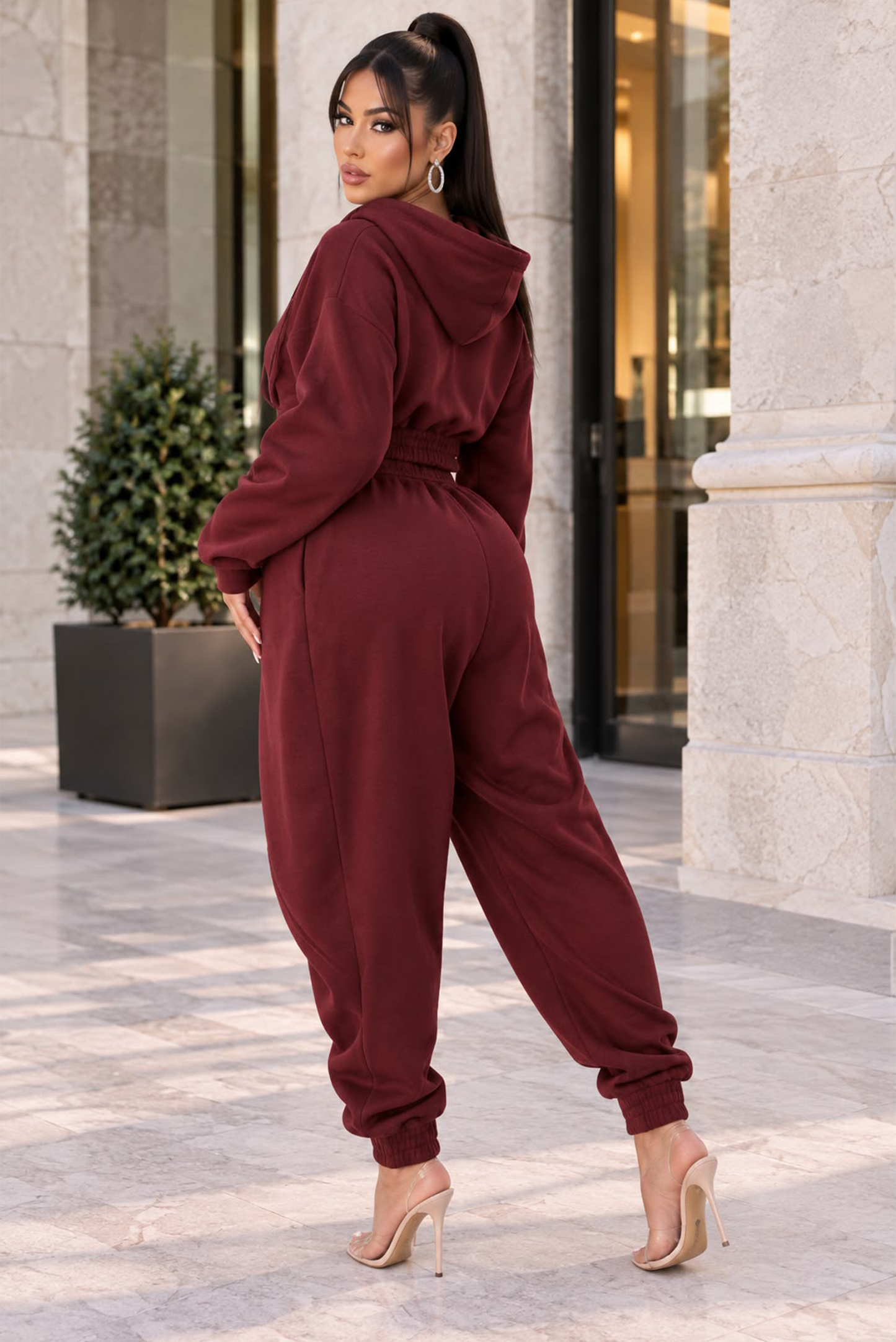 My Connecting Pant Set - Burgundy
