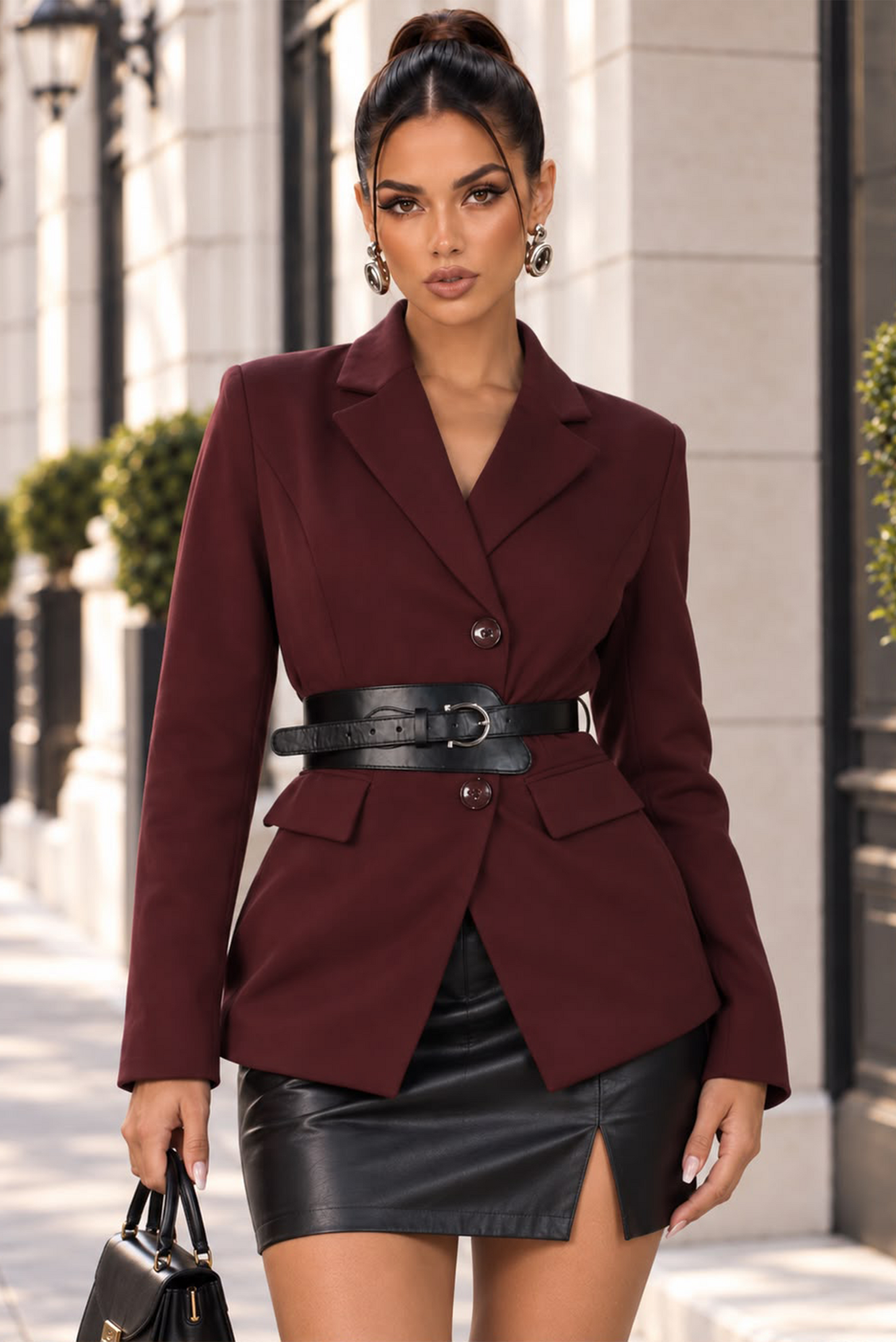 Hang With Me Blazer -Burgundy