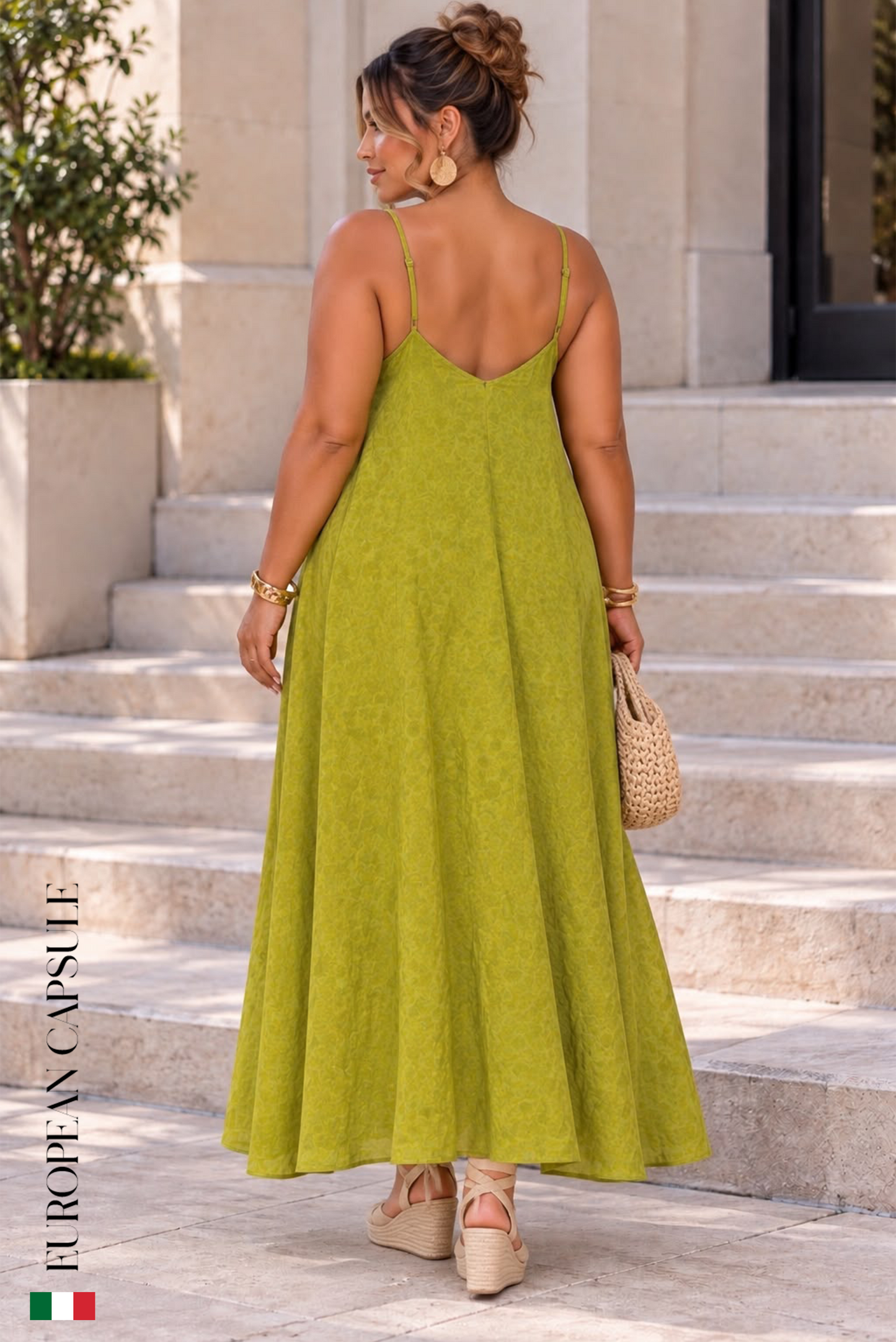 Incanto D' Amore Italian Linen Dress - Green