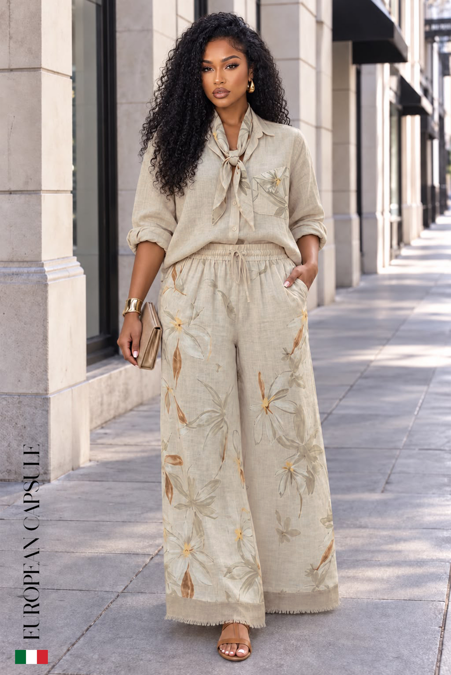 La Dolce Bellezza Italian Linen Pants - Cream