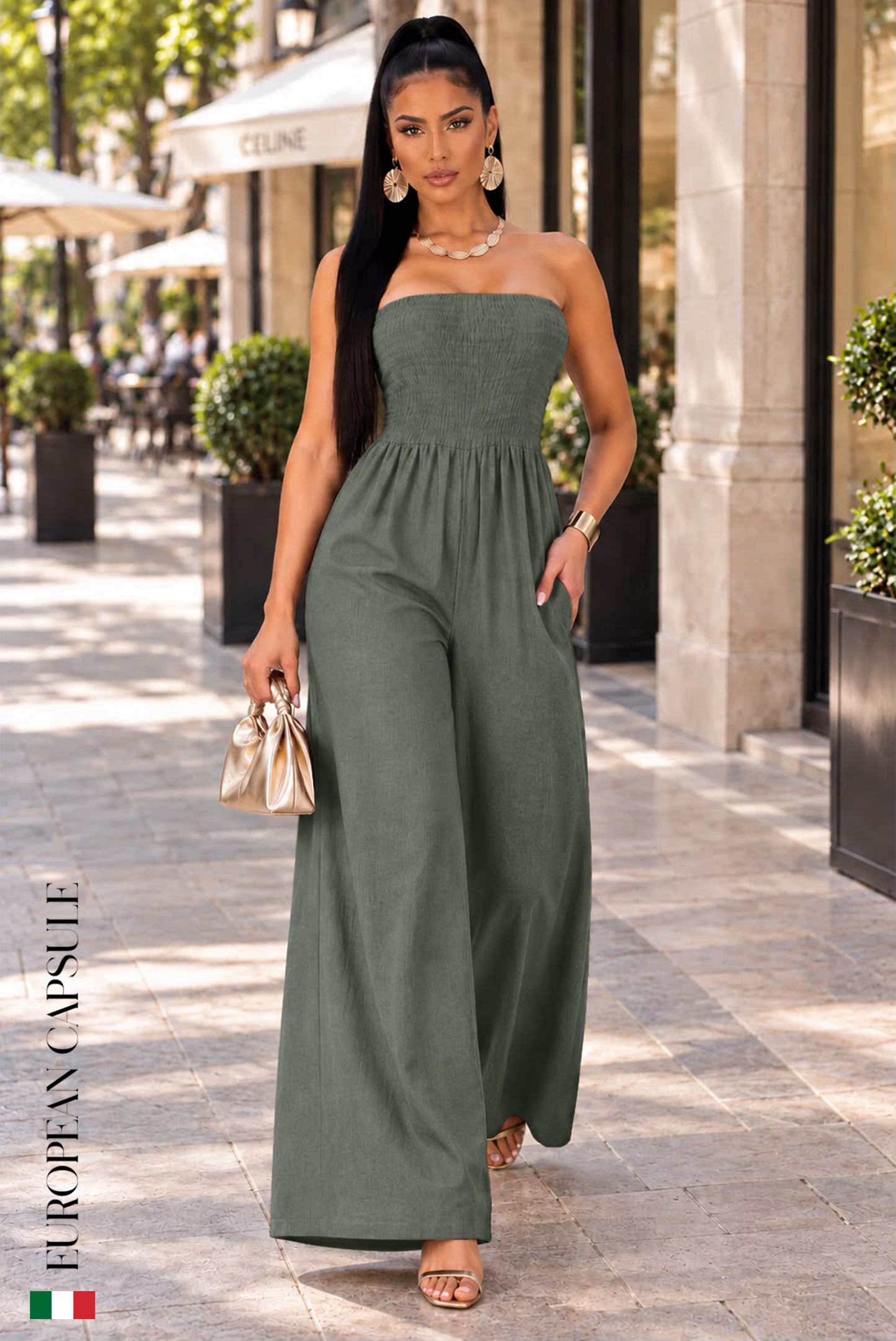 Sogno Sul Lago  Italian Linen Jumpsuit - Sage
