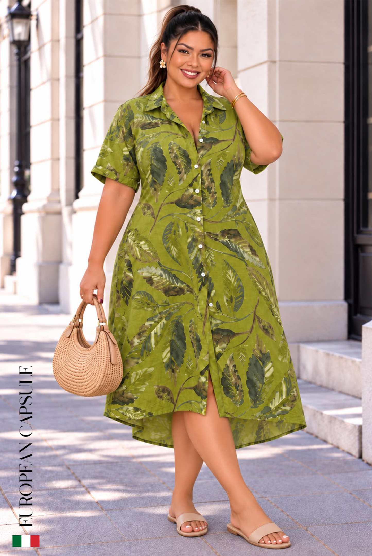 Carezza Toscana  Italian Linen Dress - Green