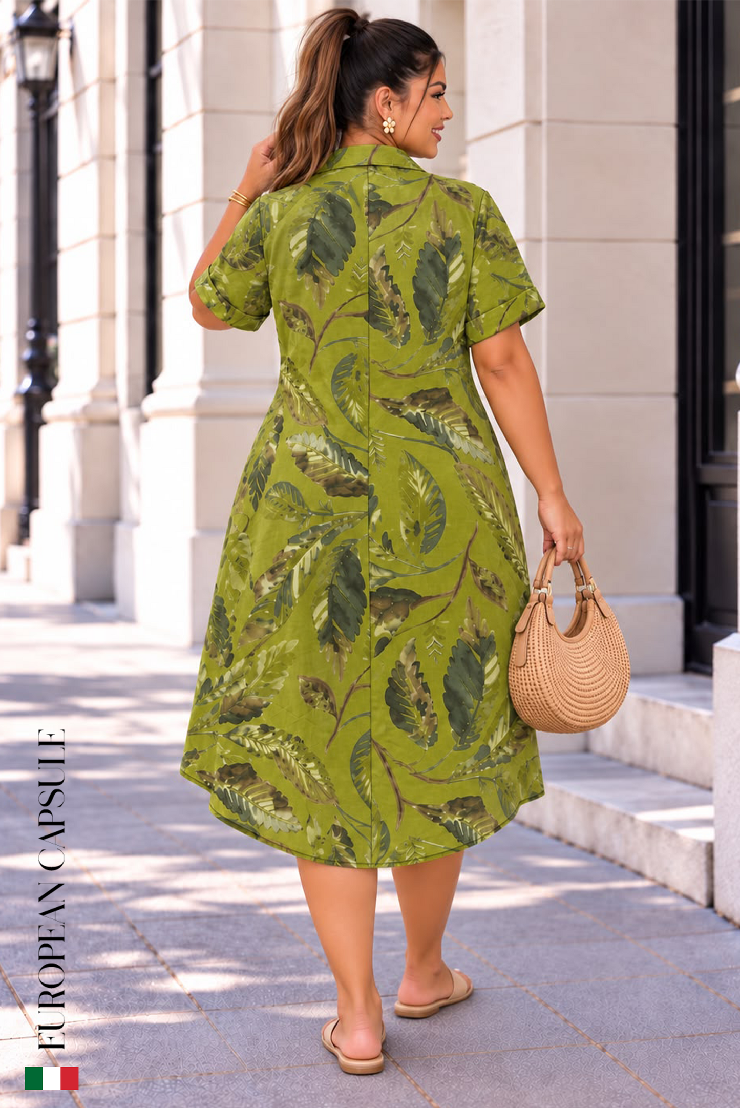 Carezza Toscana  Italian Linen Dress - Green