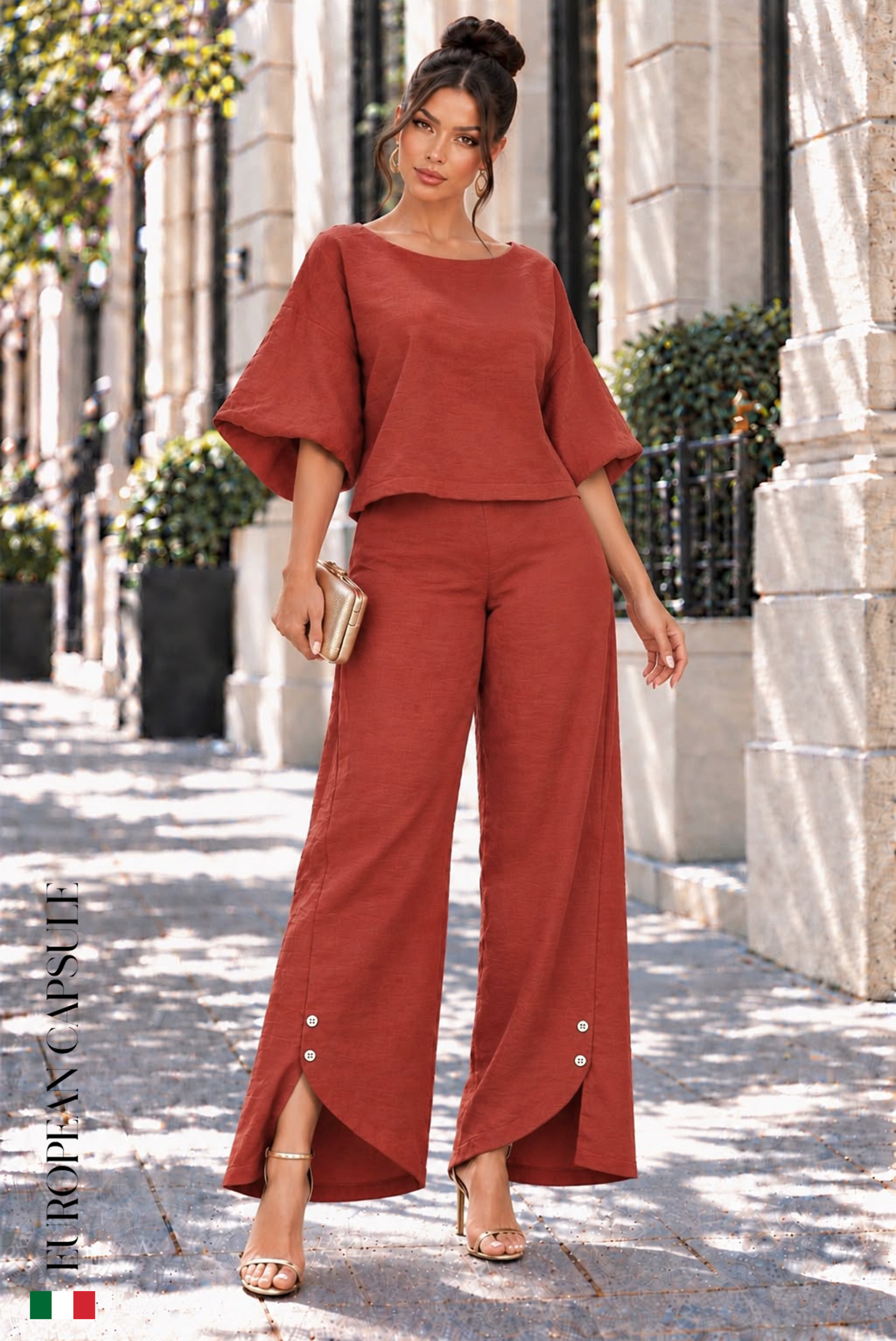 Brezza Toscana Italian Linen Pants - Red