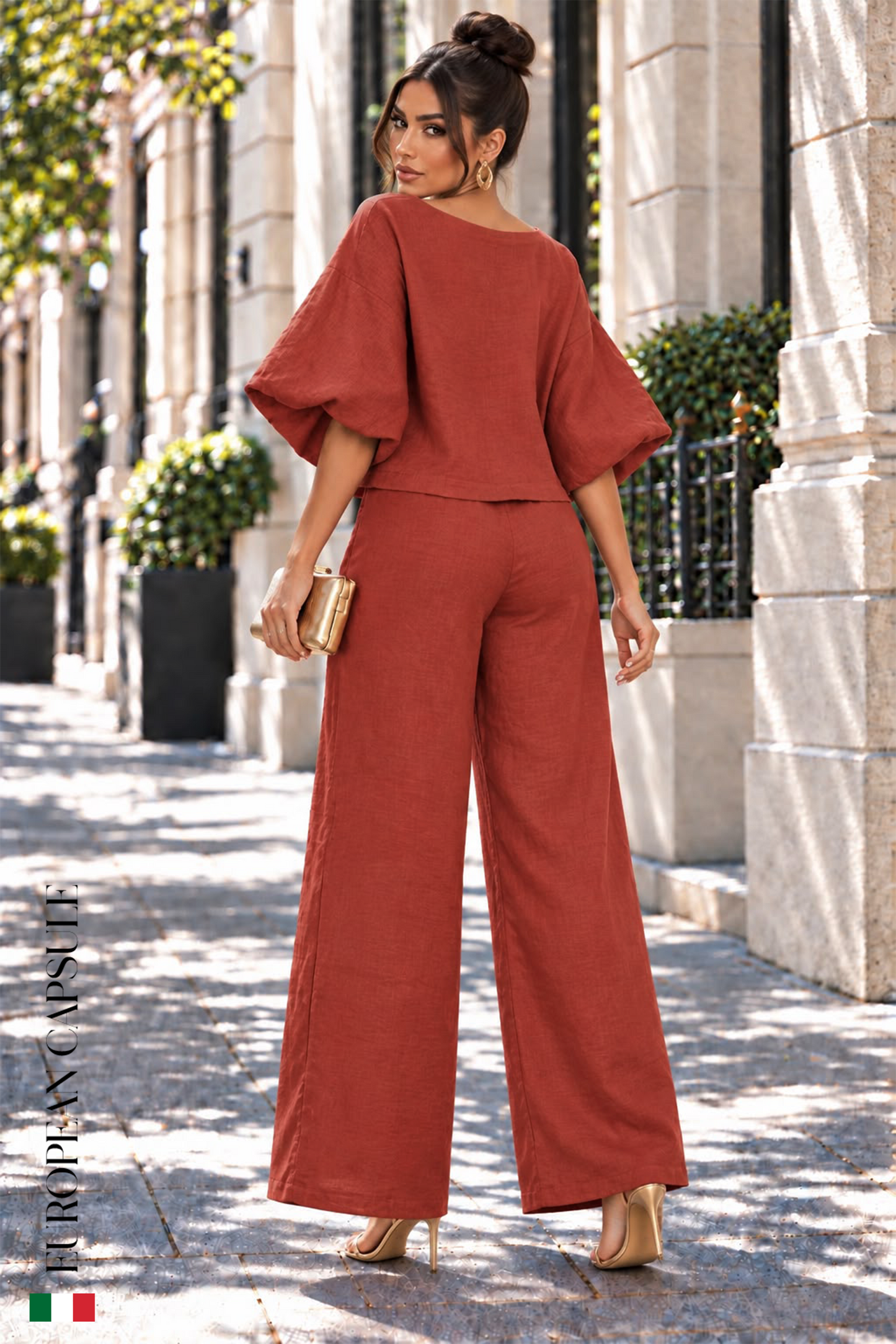Brezza Toscana Italian Linen Pants - Red