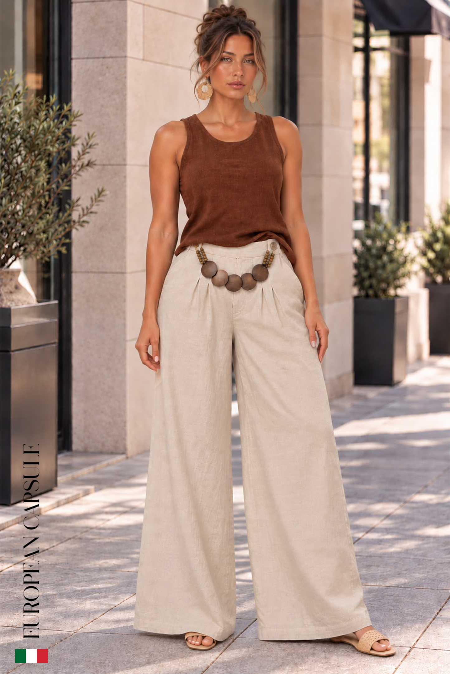 Segreti D'Amore  Italian Linen Pants - Cream
