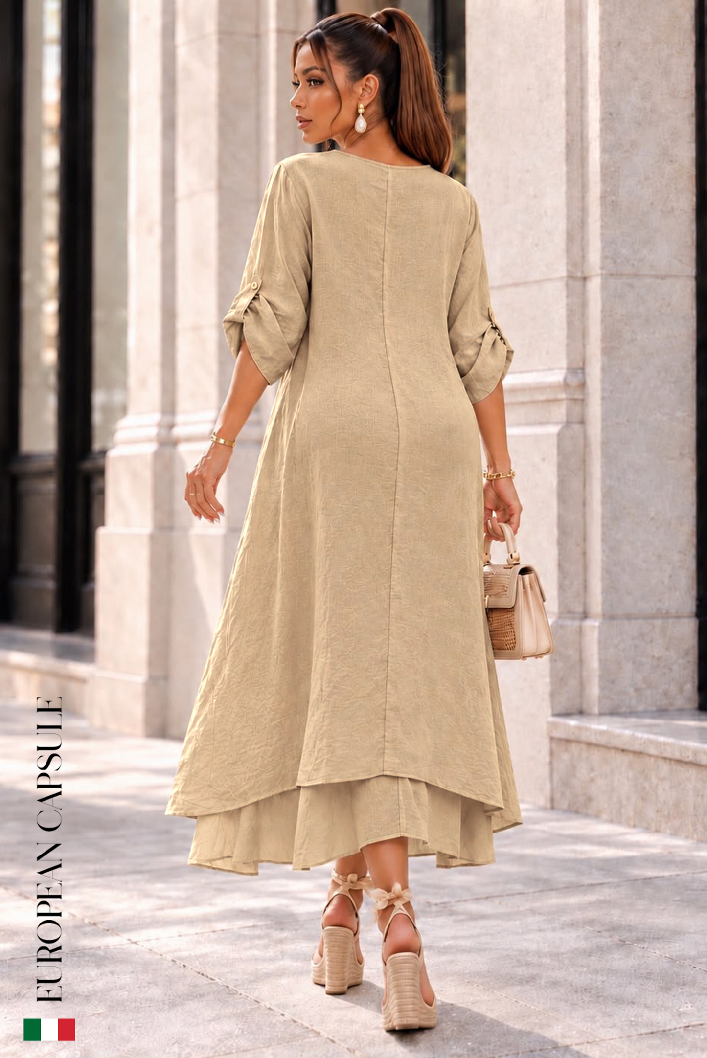 Sole Toscano Italian Linen Dress - Cream
