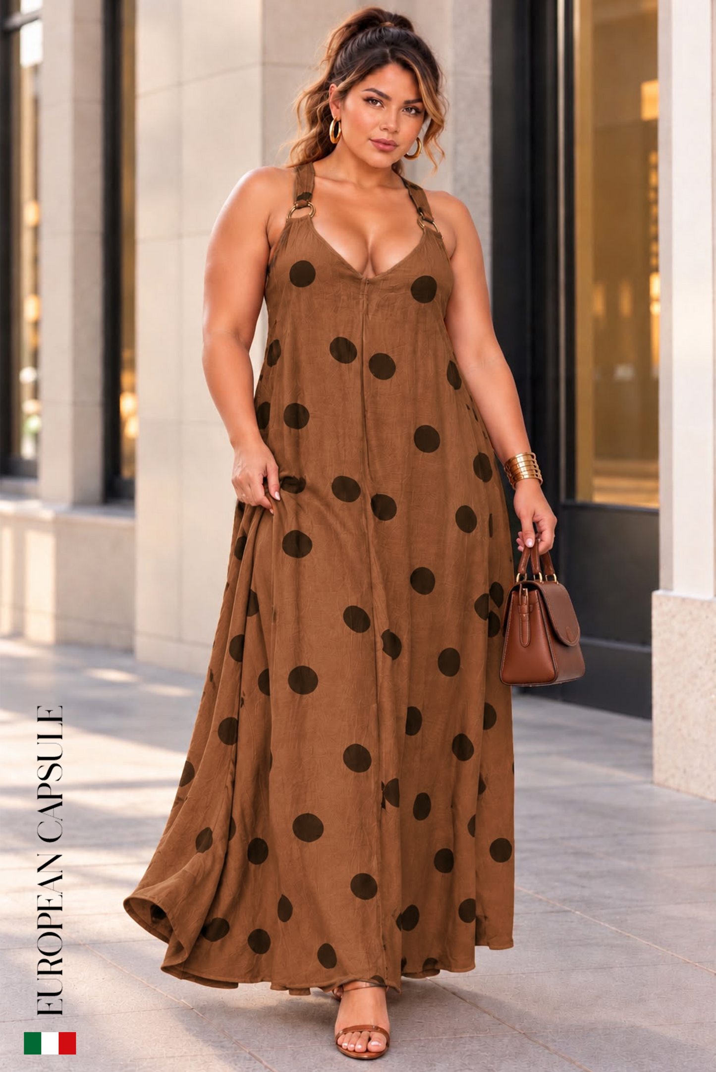 Tra Cielo E Mare  Italian Linen Dress - Rust