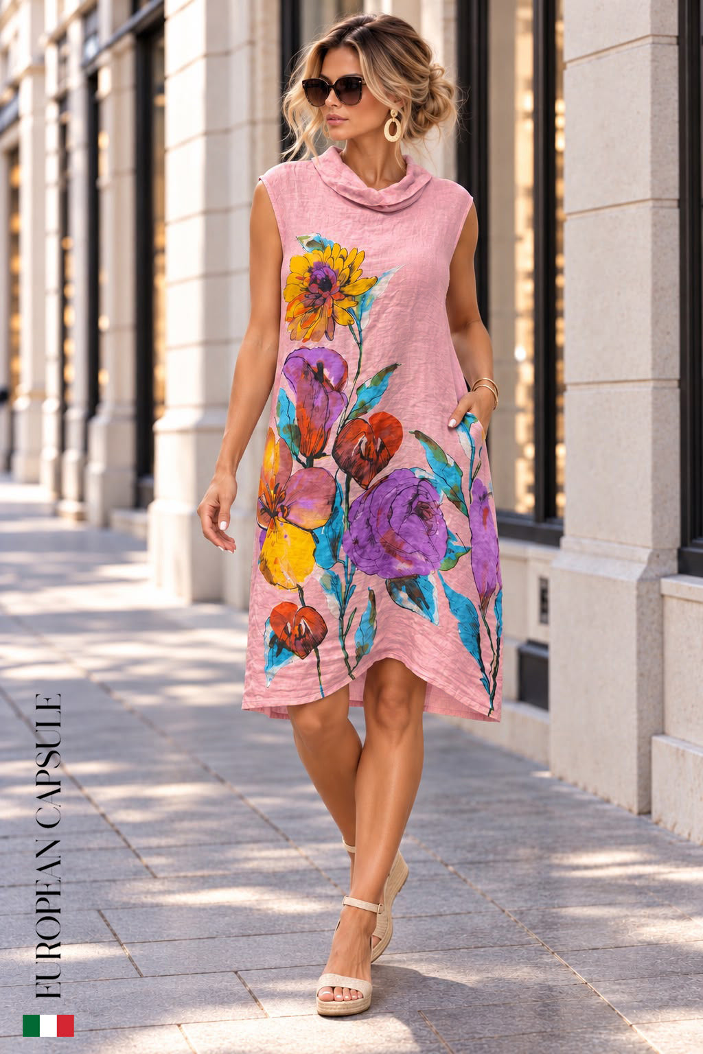 Rosa Sotto il Sole  Italian Linen Dress - Pink