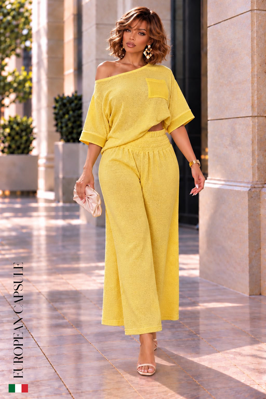 Giardino Di Luce talian Linen Pant Set- Yellow