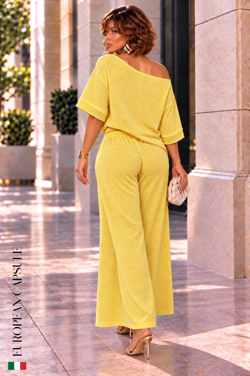 Giardino Di Luce talian Linen Pant Set- Yellow