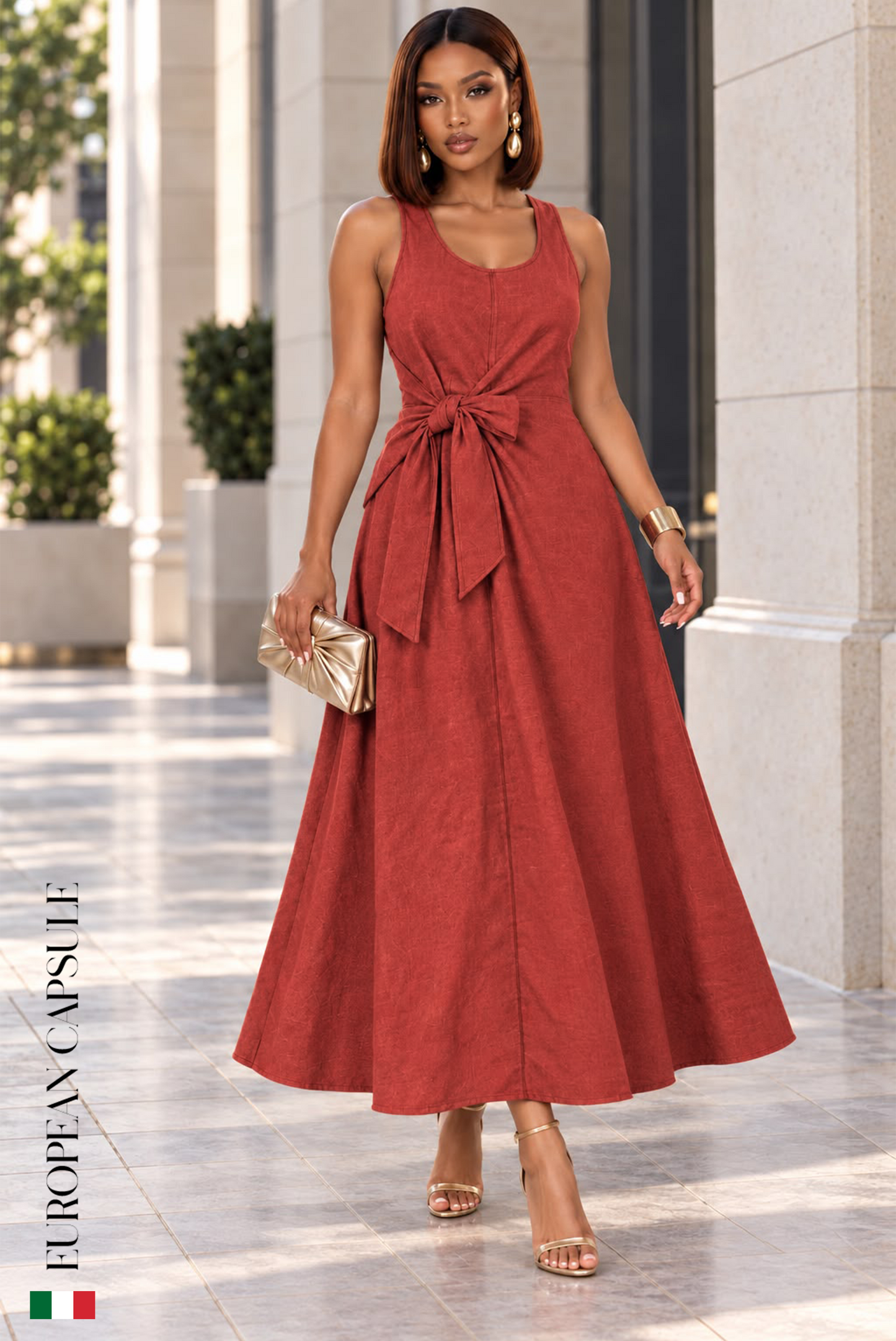 Incanto Di Treviso Italian Linen Dress - Red
