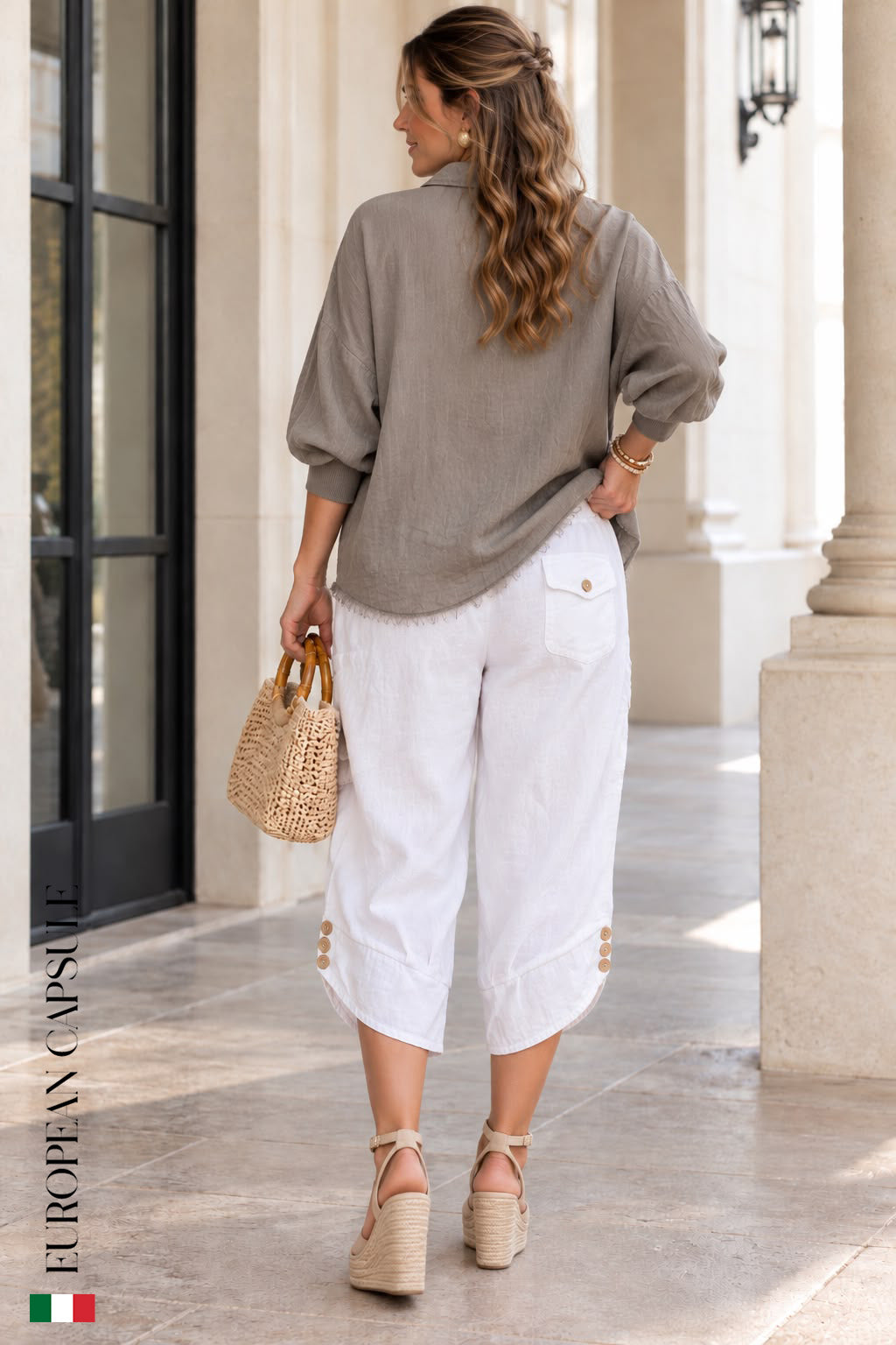 Luce Di Firenze Italian Linen Pants - White