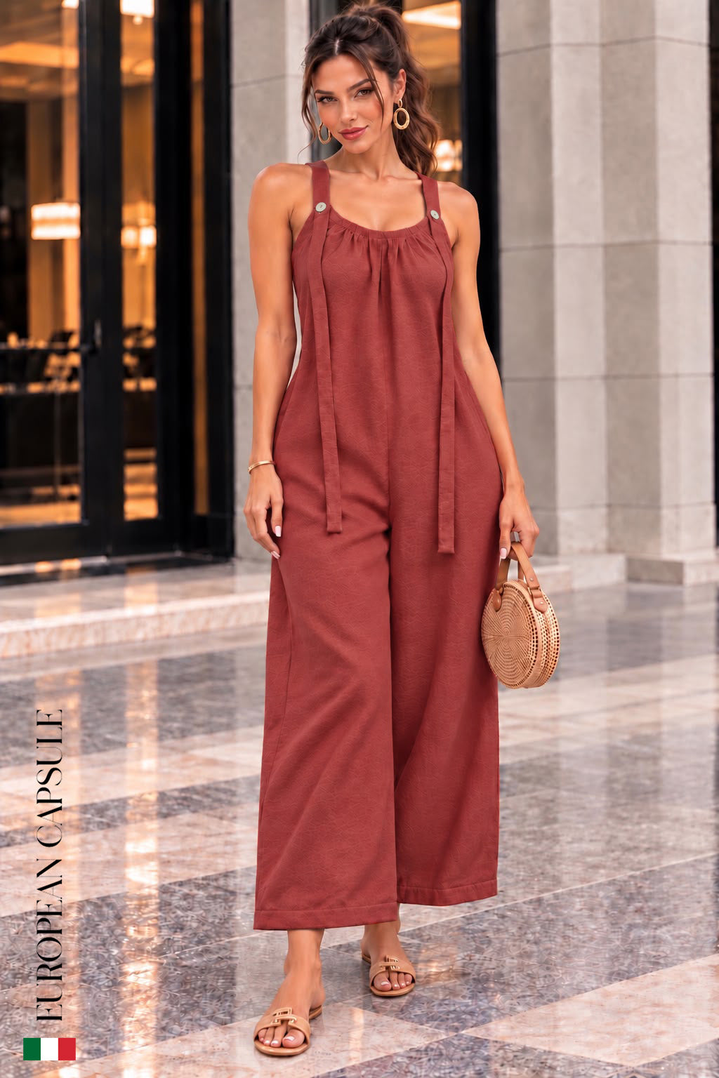 Riflessi Di Belluno Italian Linen Jumpsuit - Red
