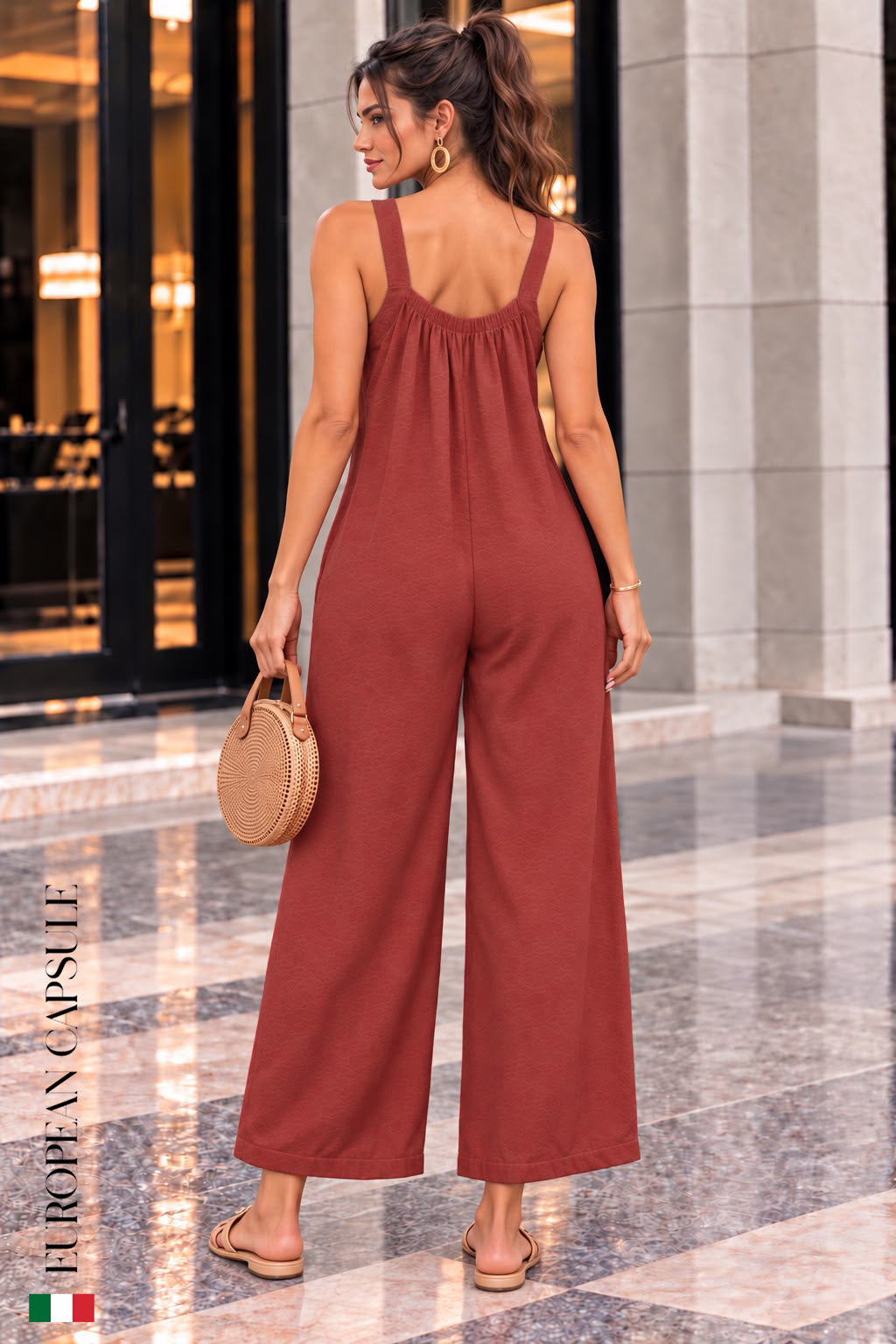 Riflessi Di Belluno Italian Linen Jumpsuit - Red