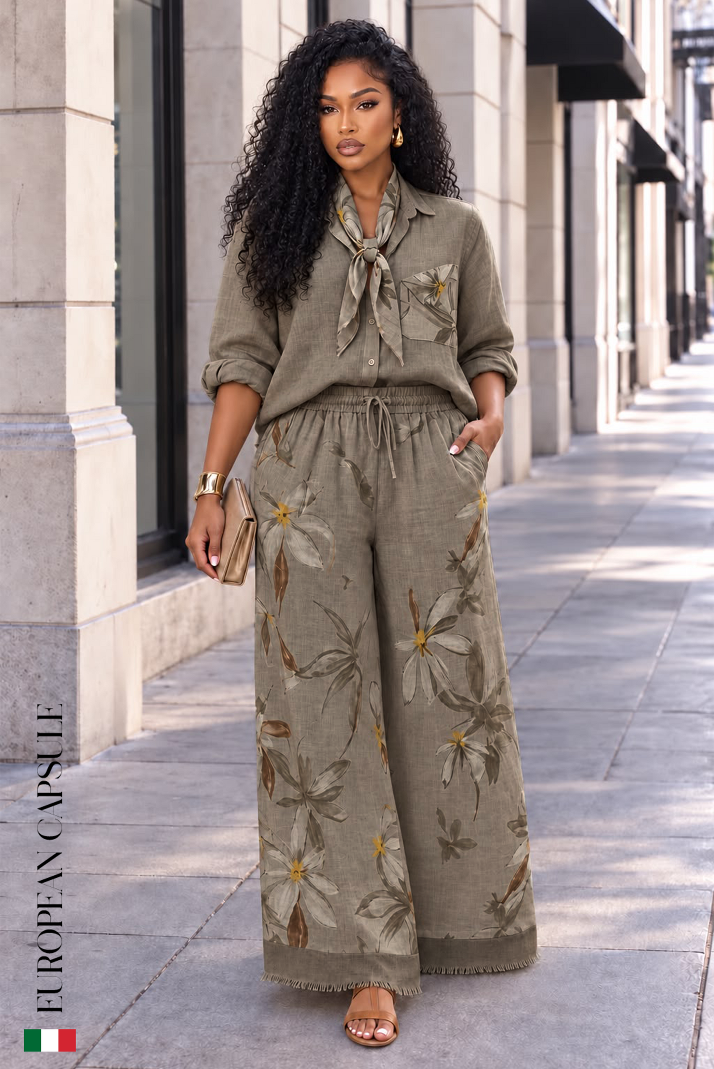 La Dolce Bellezza Italian Linen Pants - Brown