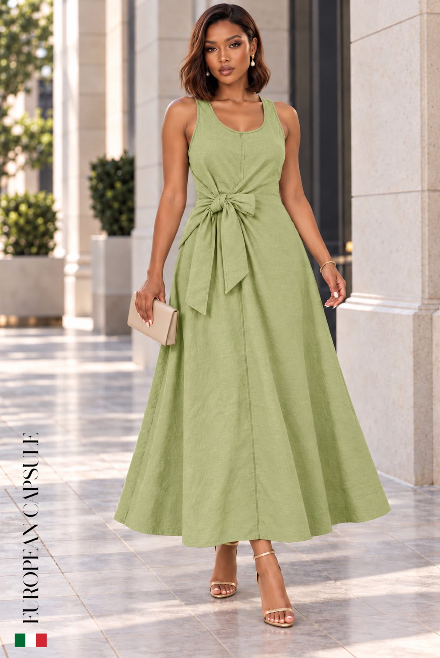 Incanto Di Treviso Italian Linen Dress - Green