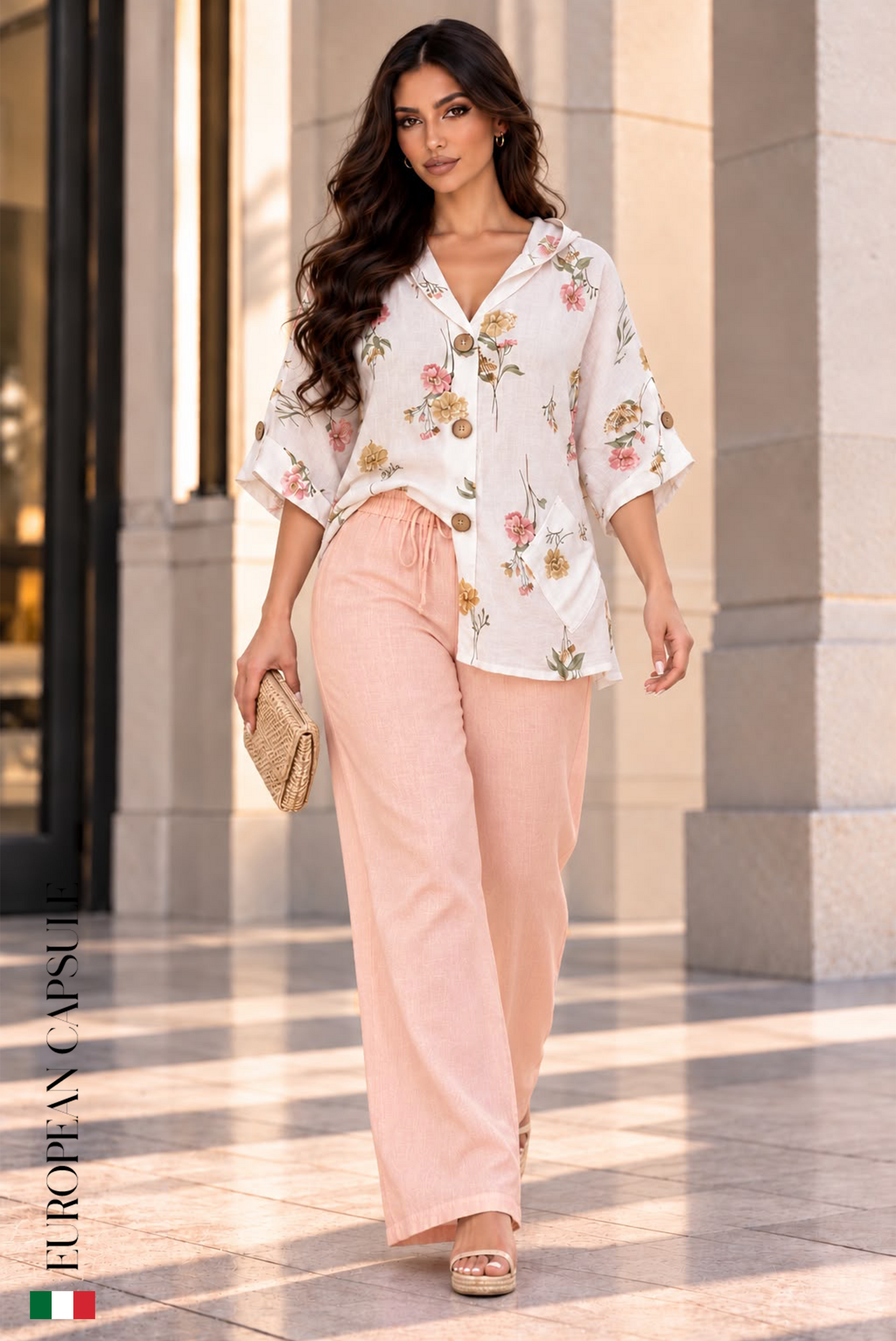 Vernazza Italian Linen Pants -Pink