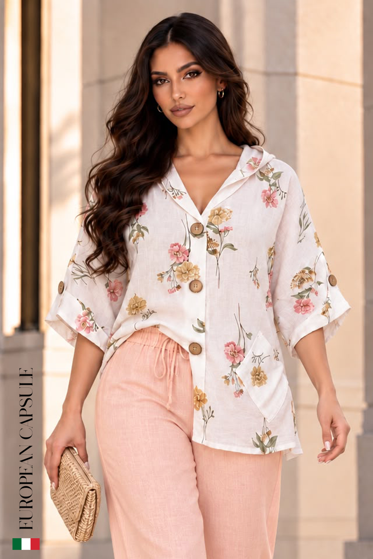 Grazia Di Un Sogno Italian Linen Top - White