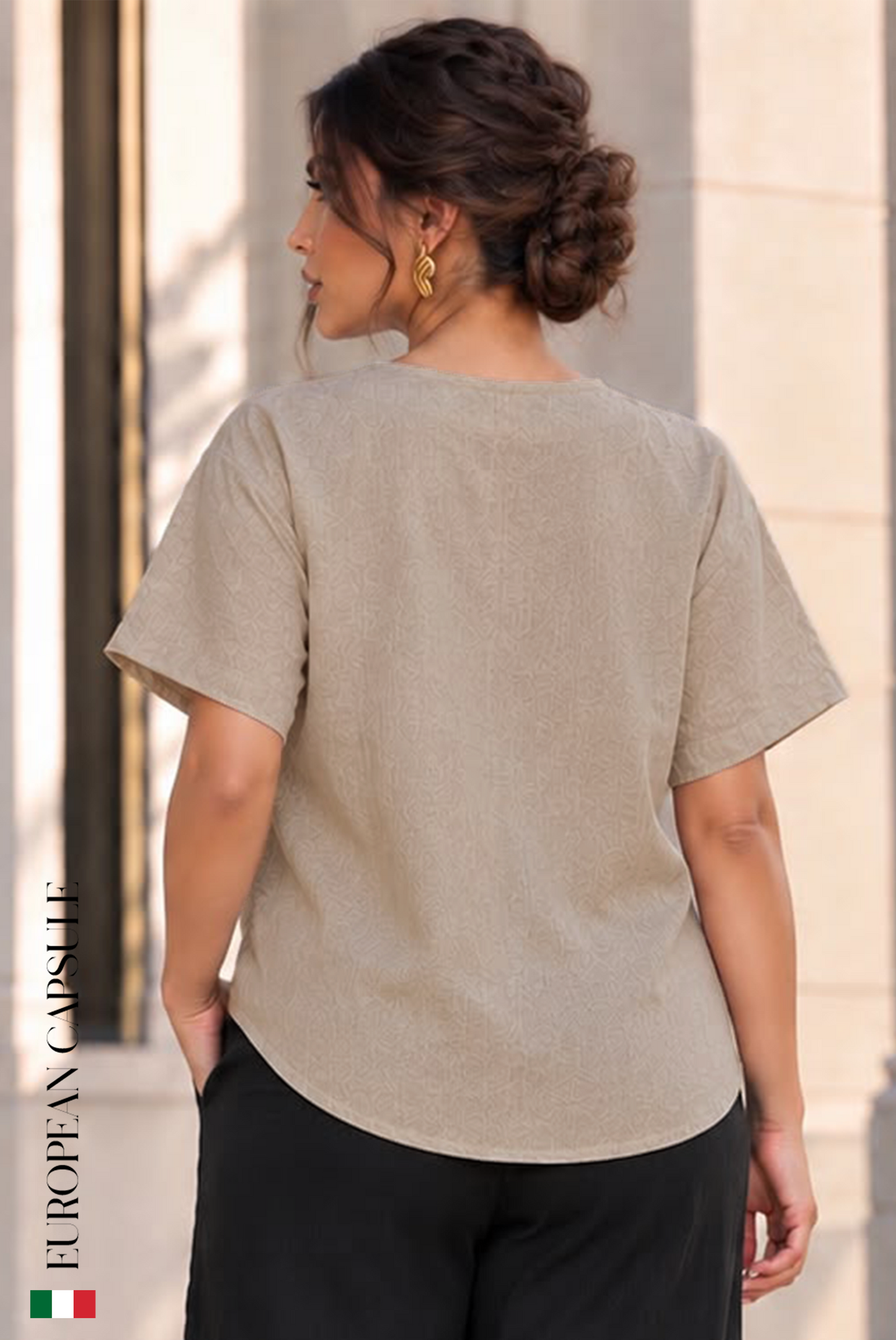 Dolce Vita Italian Linen Top - Beige