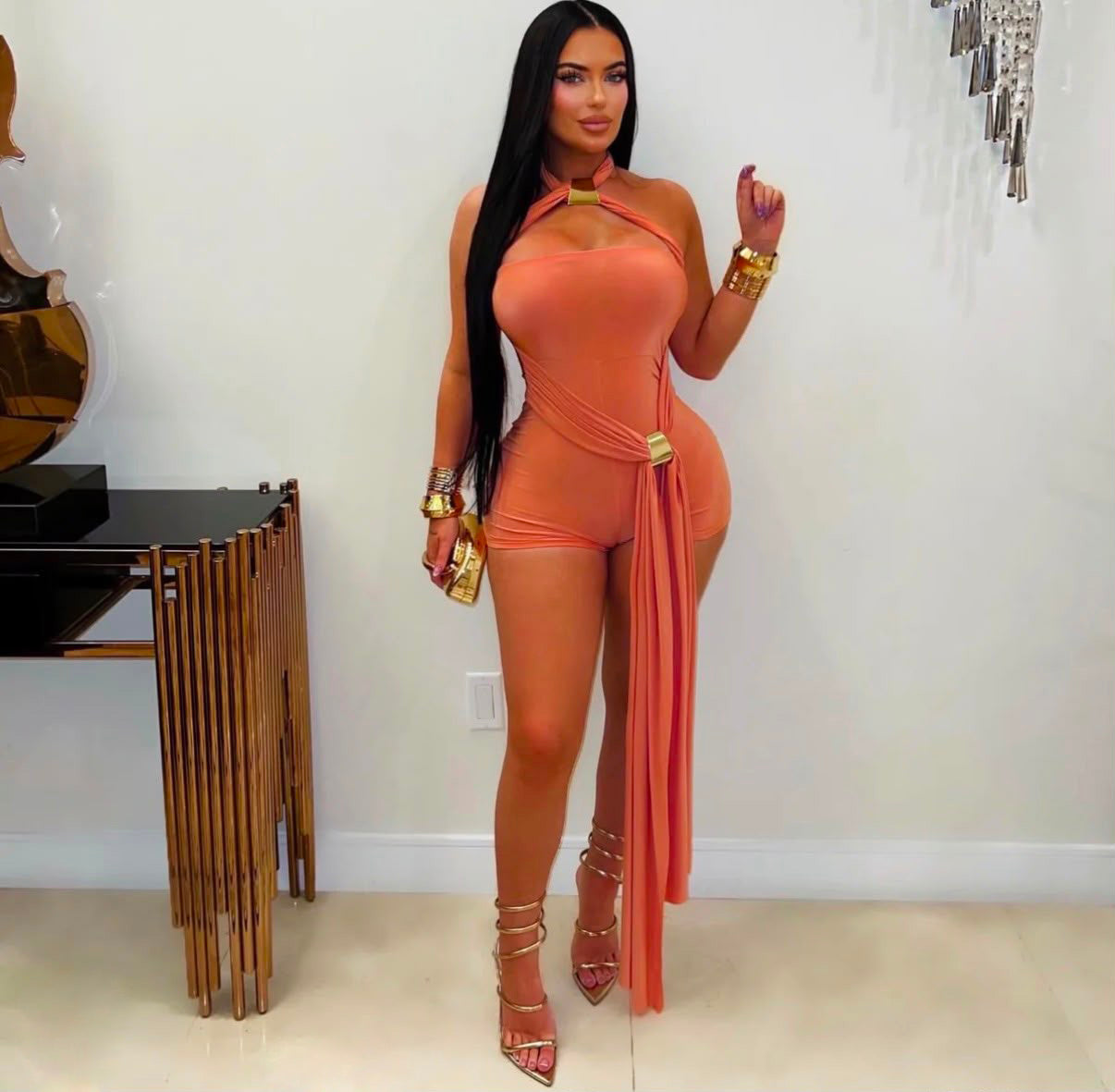 Temptation Romper - Orange