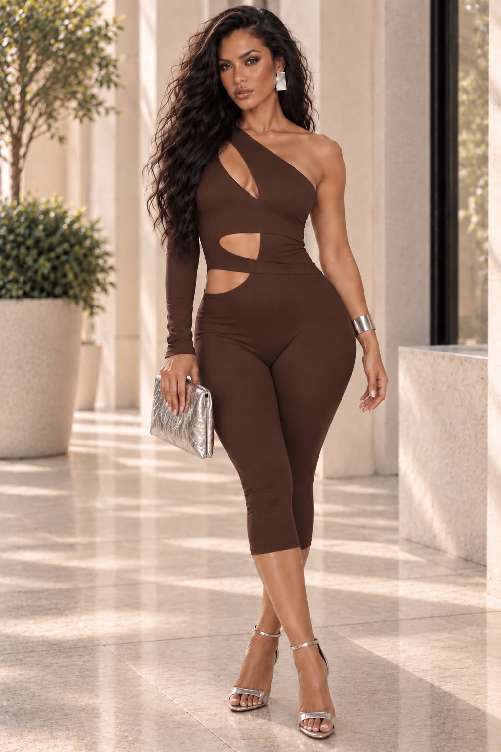All Eyes On Me  Romper - Brown
