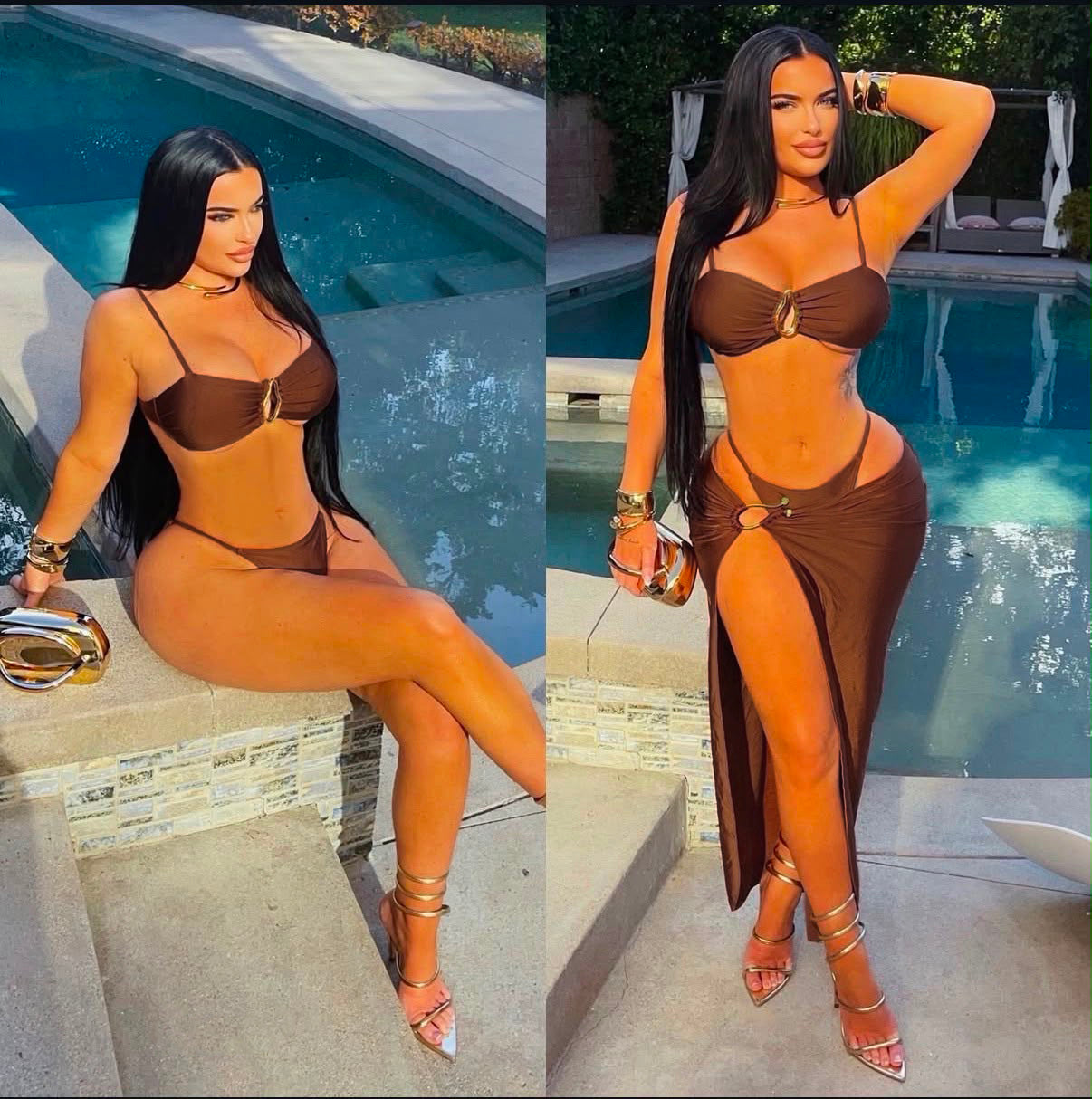 Sun Dance Swim Set -Brown