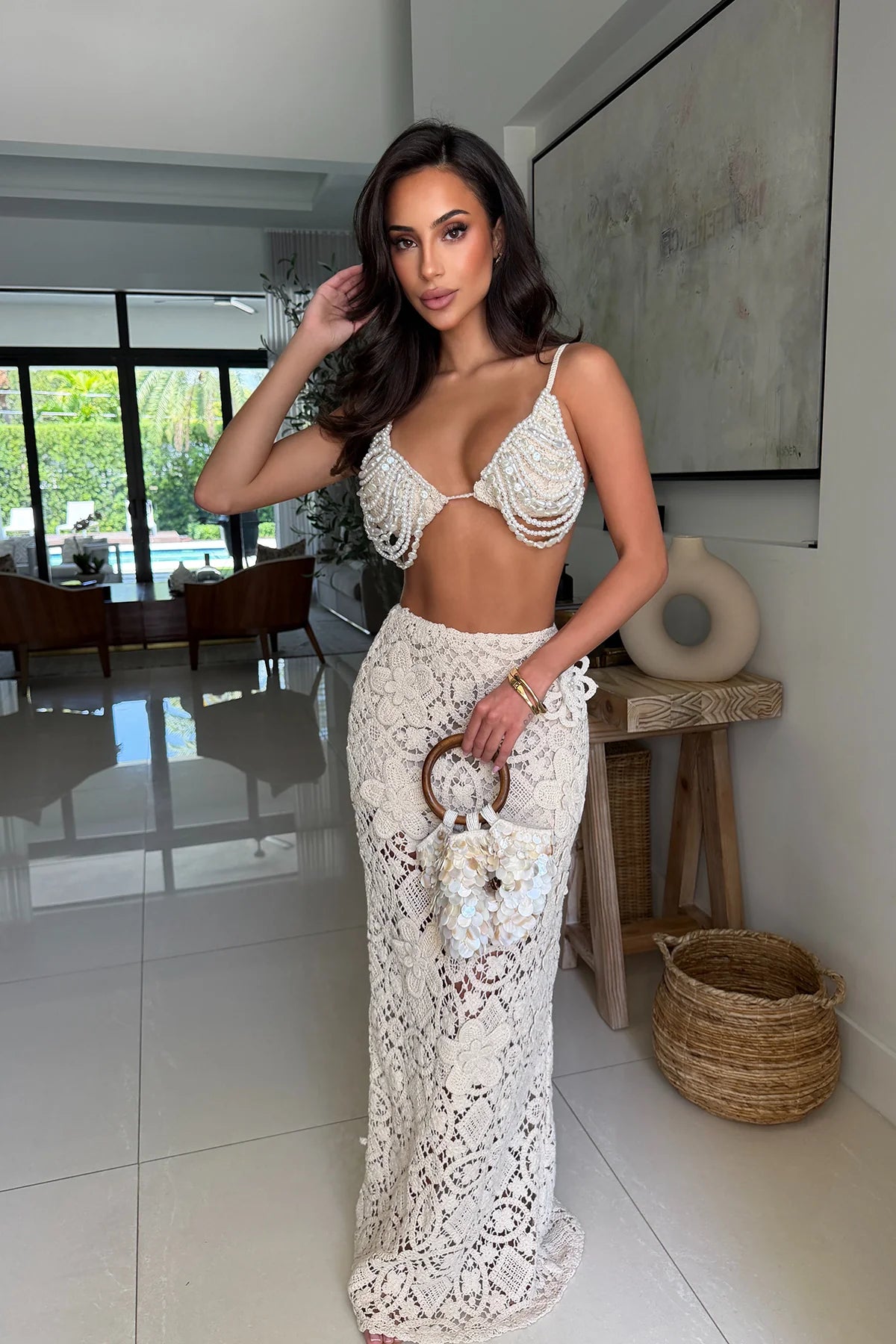 Bianca Lace Skirt Set- Natural