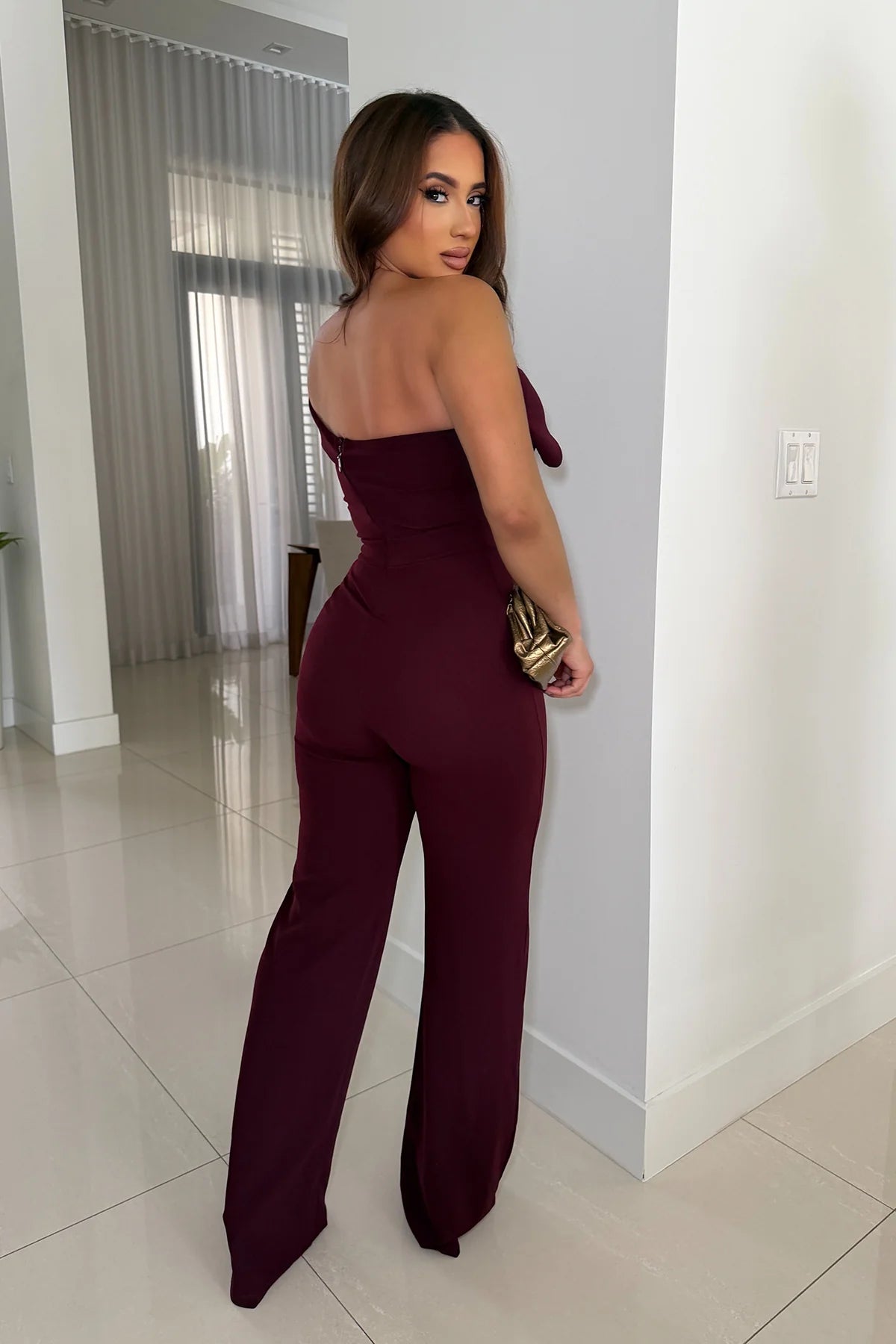 Boujee Dinners Jumpsuit - Burgundy