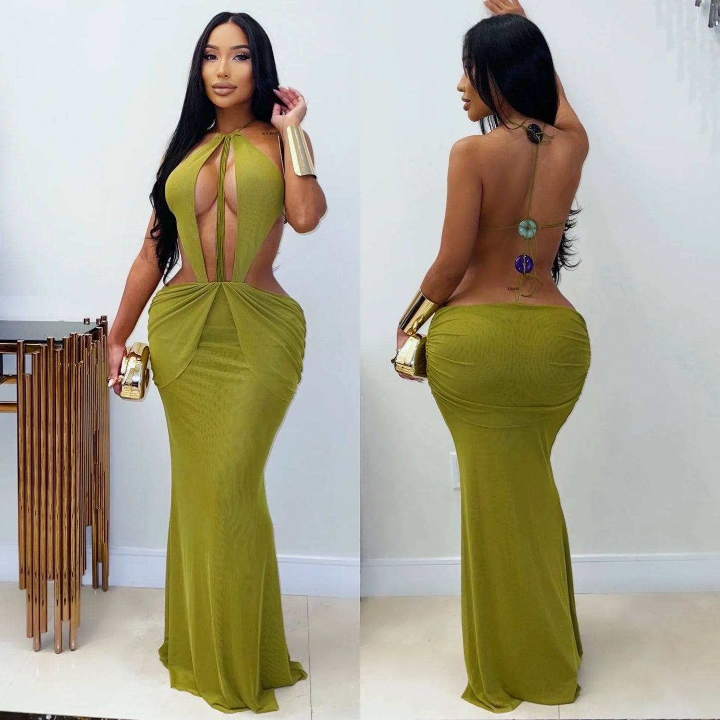 Siren Halo Dress -Green
