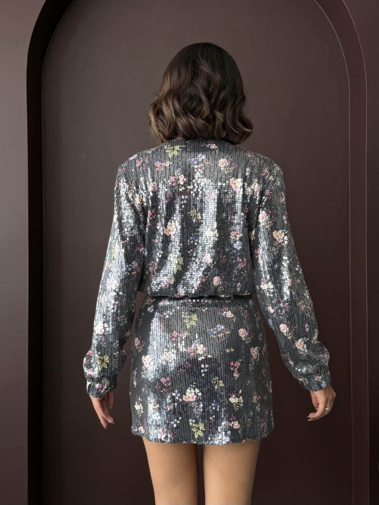 Give It To Me Mini Skirt Set - Silver