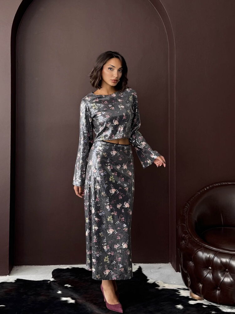 Give It To Me Skirt Set - Silver