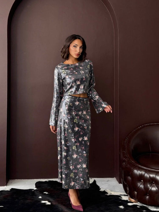 Give It To Me Skirt Set - Silver