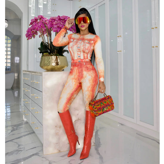 Load image into Gallery viewer, Imagine Two Piece Pant Set - Orange
