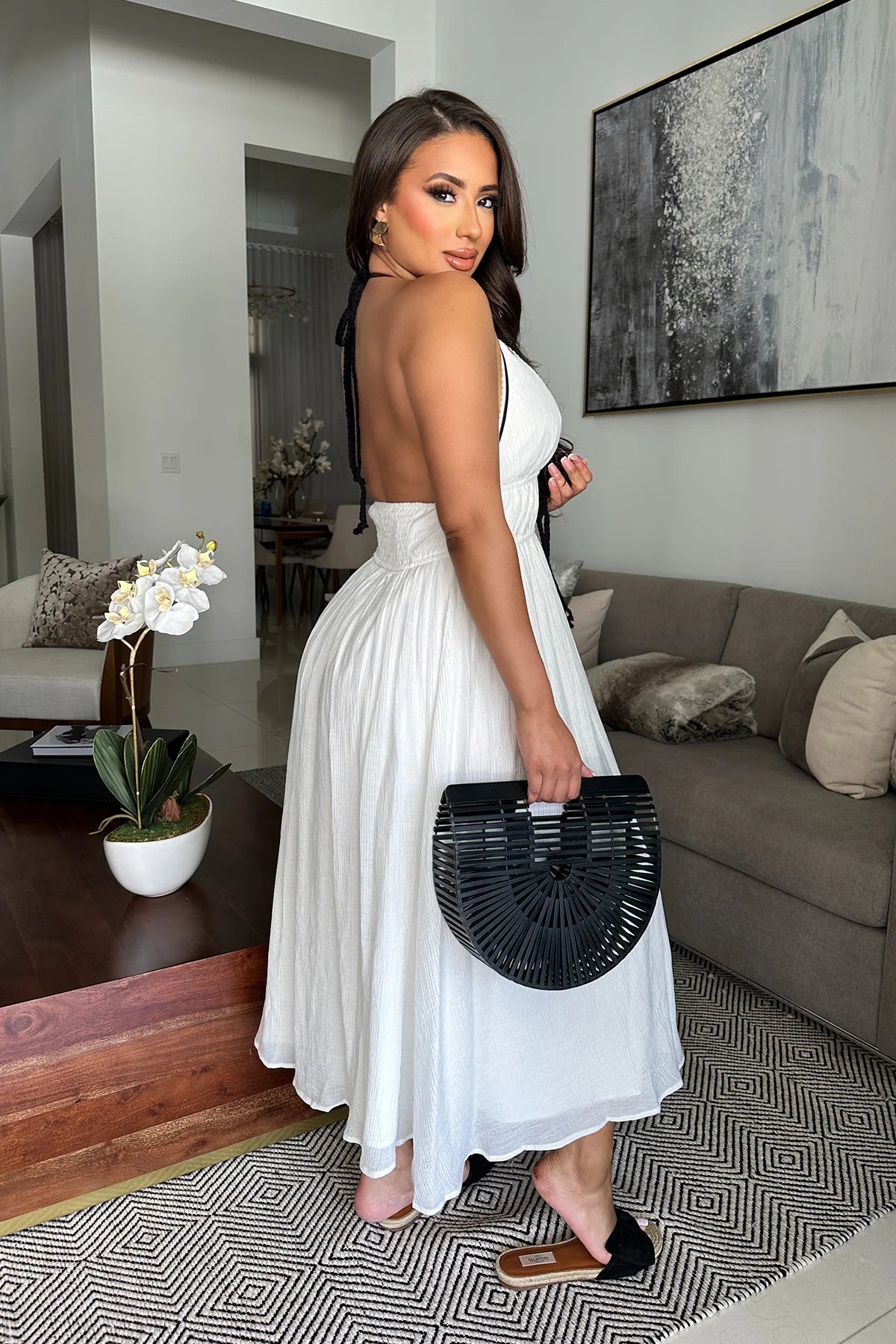 Twirl Me Around Midi Dress- White