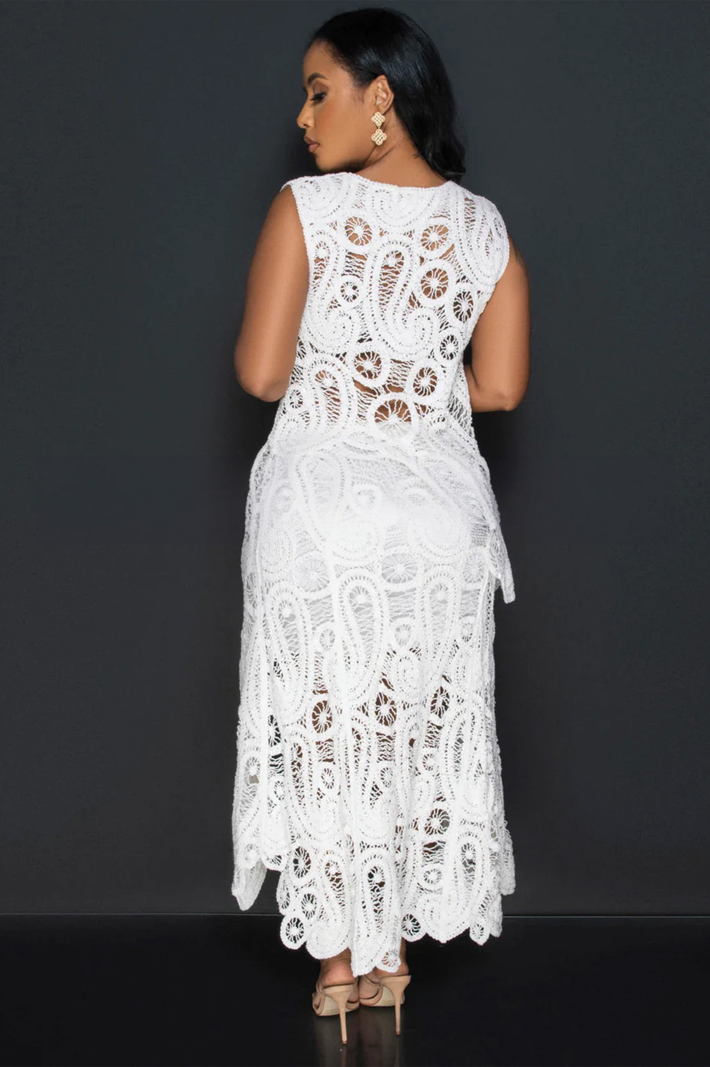 Covered In Lace Skirt Set - White
