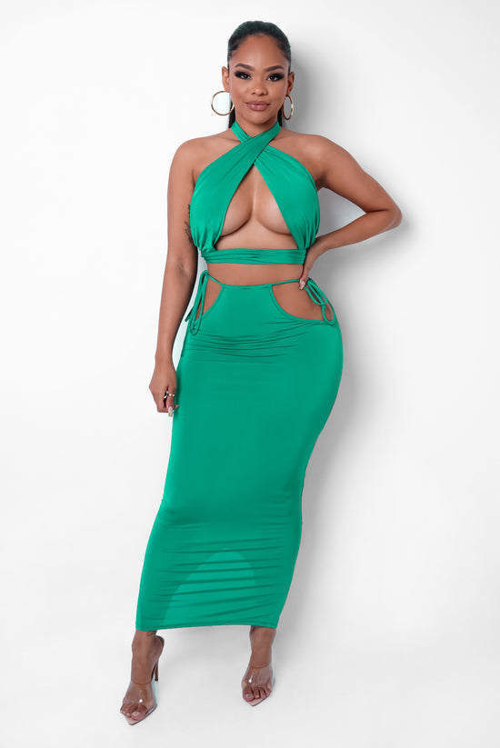 Dalia Two Piece Skirt Set - Green
